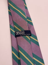 Load image into Gallery viewer, Vintage Polo by Ralph Lauren Lavender & Emerald Stripe Silk Tie