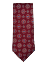 Load image into Gallery viewer, Cremieux Red Medallion Silk Tie – Handmade in the USA