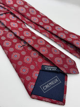 Load image into Gallery viewer, Cremieux Red Medallion Silk Tie – Handmade in the USA