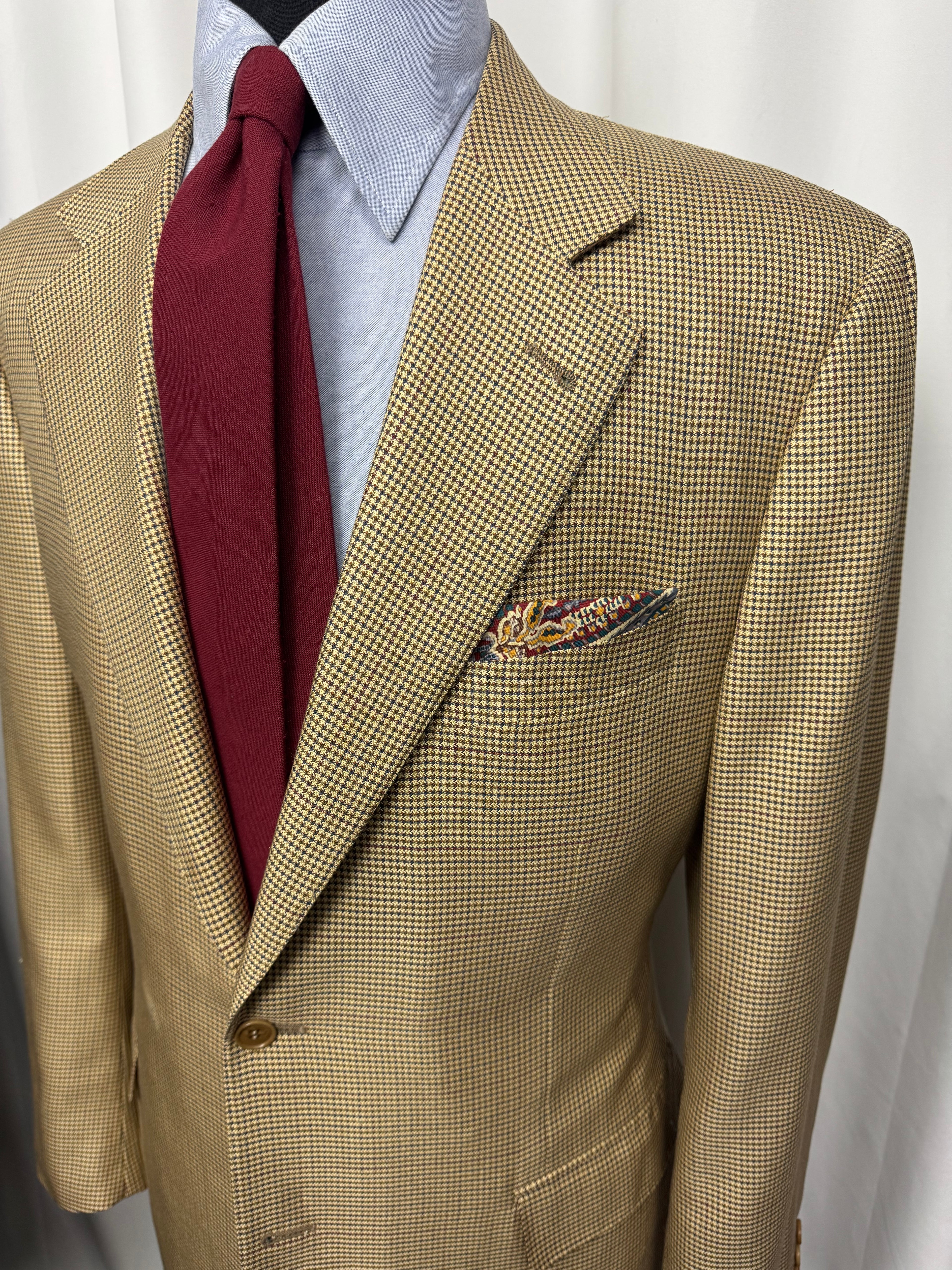 Canali Proposta Italian Houndstooth Sport Coat – 44R – Tan/Brown – Made in Italy