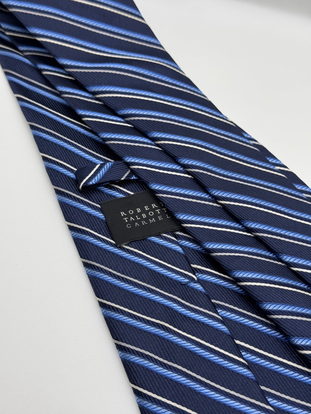 Robert Talbott Carmel Navy Blue Striped Silk Tie