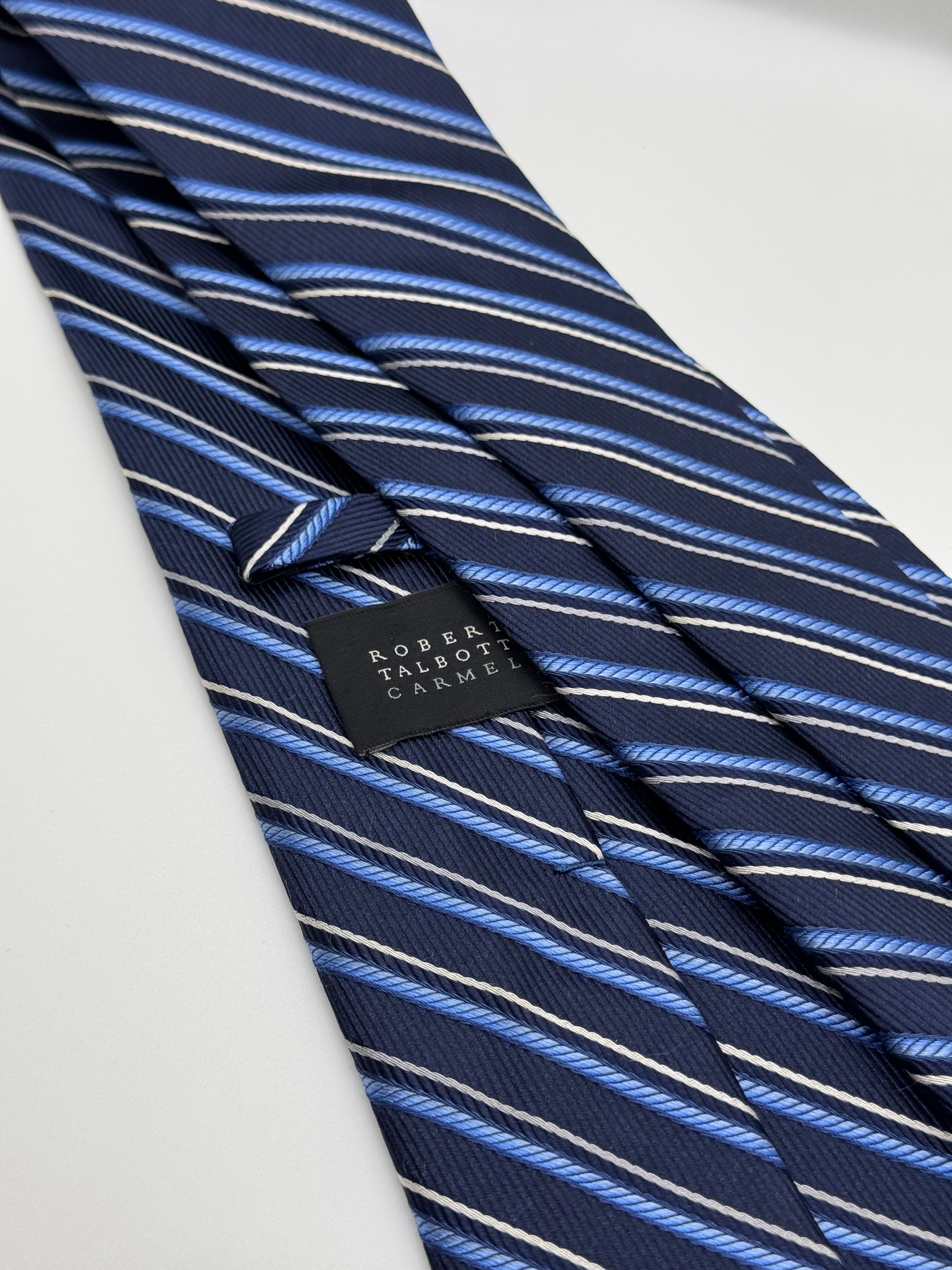 Robert Talbott Carmel Navy Blue Striped Silk Tie