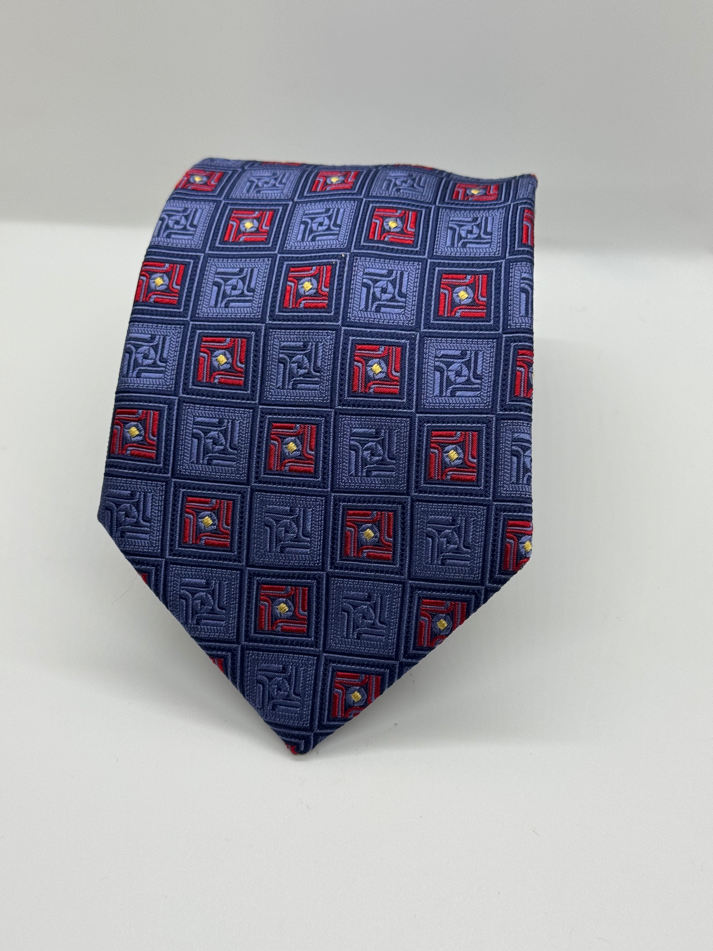 John W. Nordstrom Vintage Blue Geometric Silk Tie