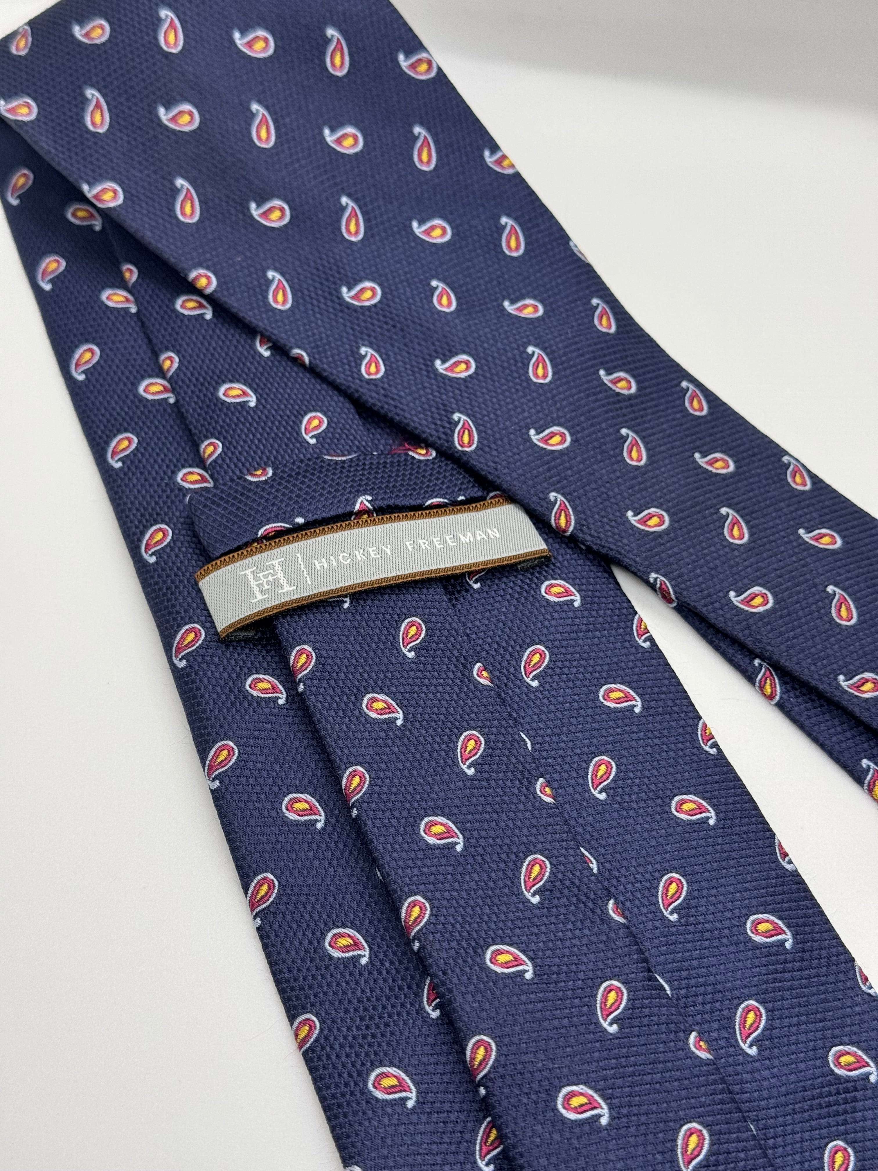 Hickey Freeman Navy Micro Paisley Tie