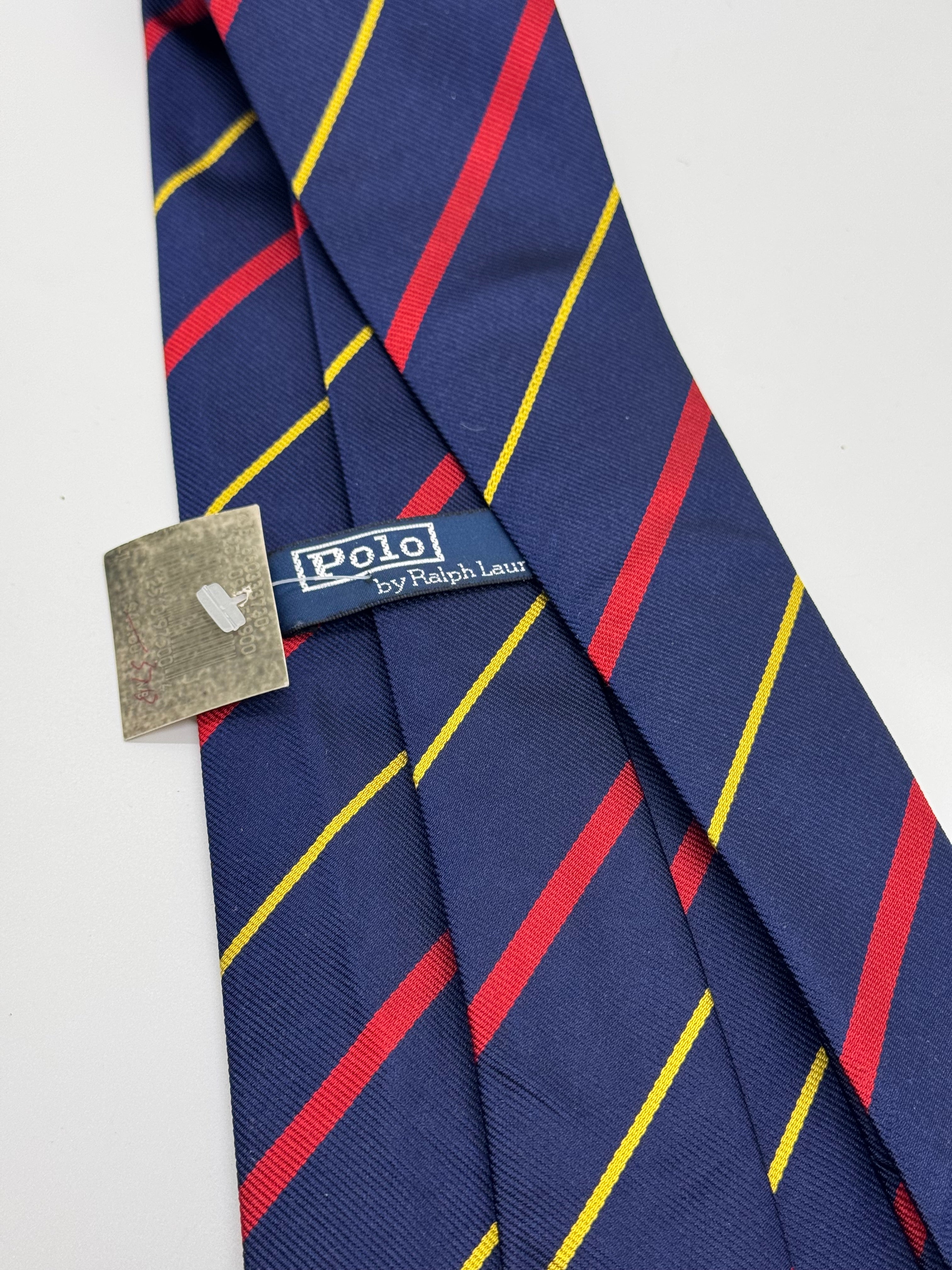 NWT Polo Ralph Lauren Navy Regimental Stripe Silk Tie