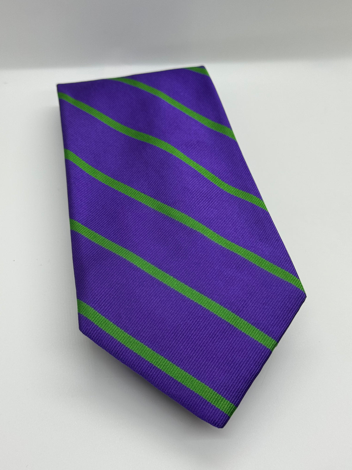 Wayne O. White Purple & Green Striped Tie