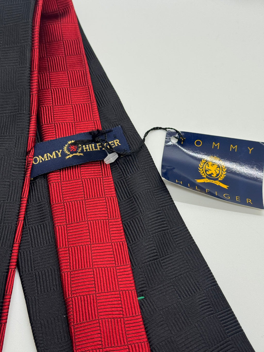 NWT Tommy Hilfiger Black Textured Checkerboard Tie