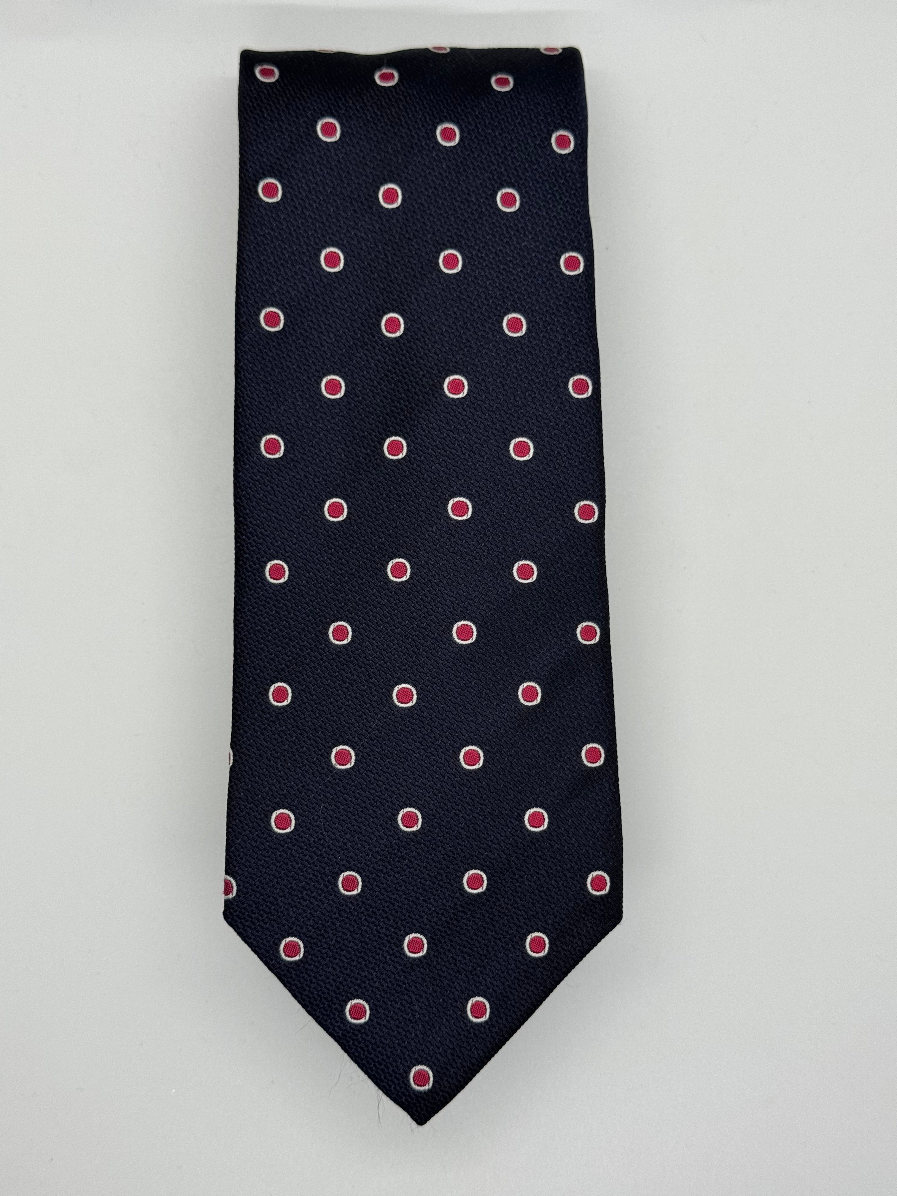 Hugo Boss Navy Polka Dot Silk Tie – Made in Italy