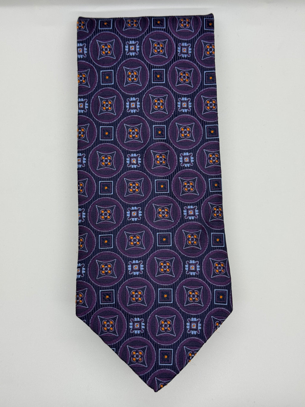 Vintage Distante Purple Medallion Silk Tie