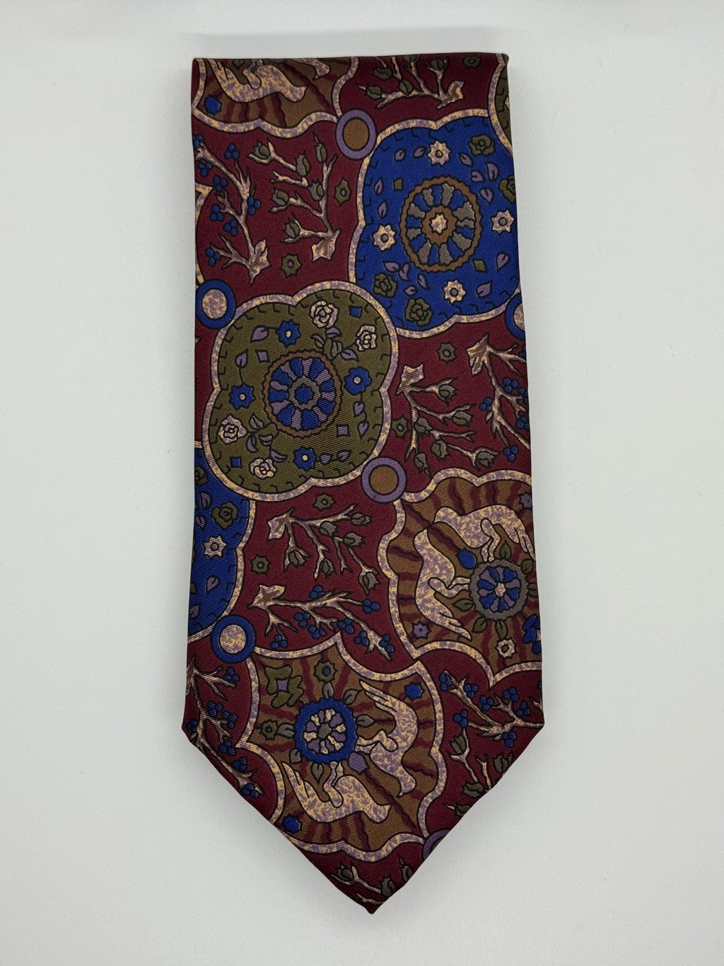 Viaggio Burgundy & Royal Blue Ornate Floral Paisley Tie