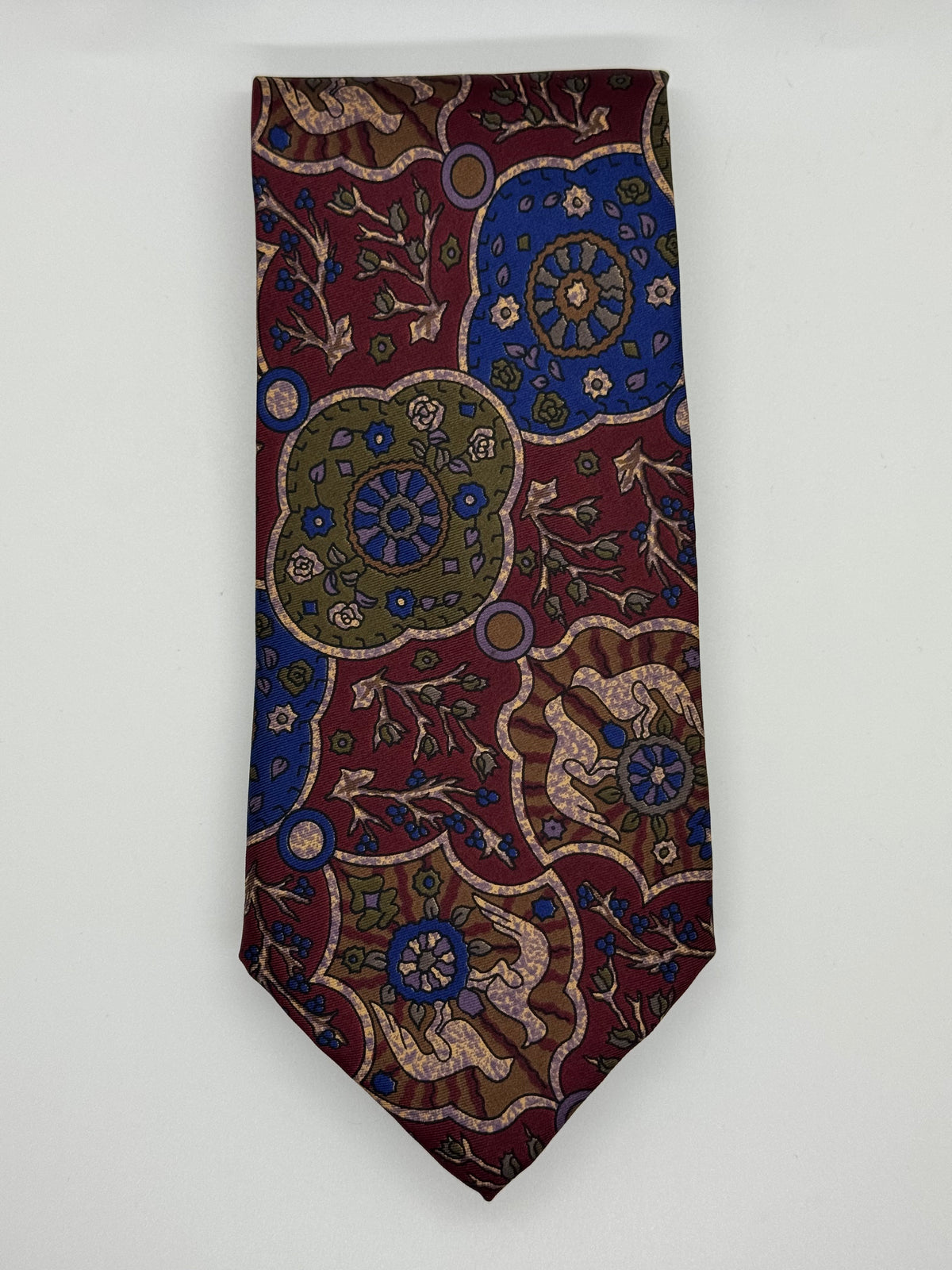 Viaggio Burgundy & Royal Blue Ornate Floral Paisley Tie