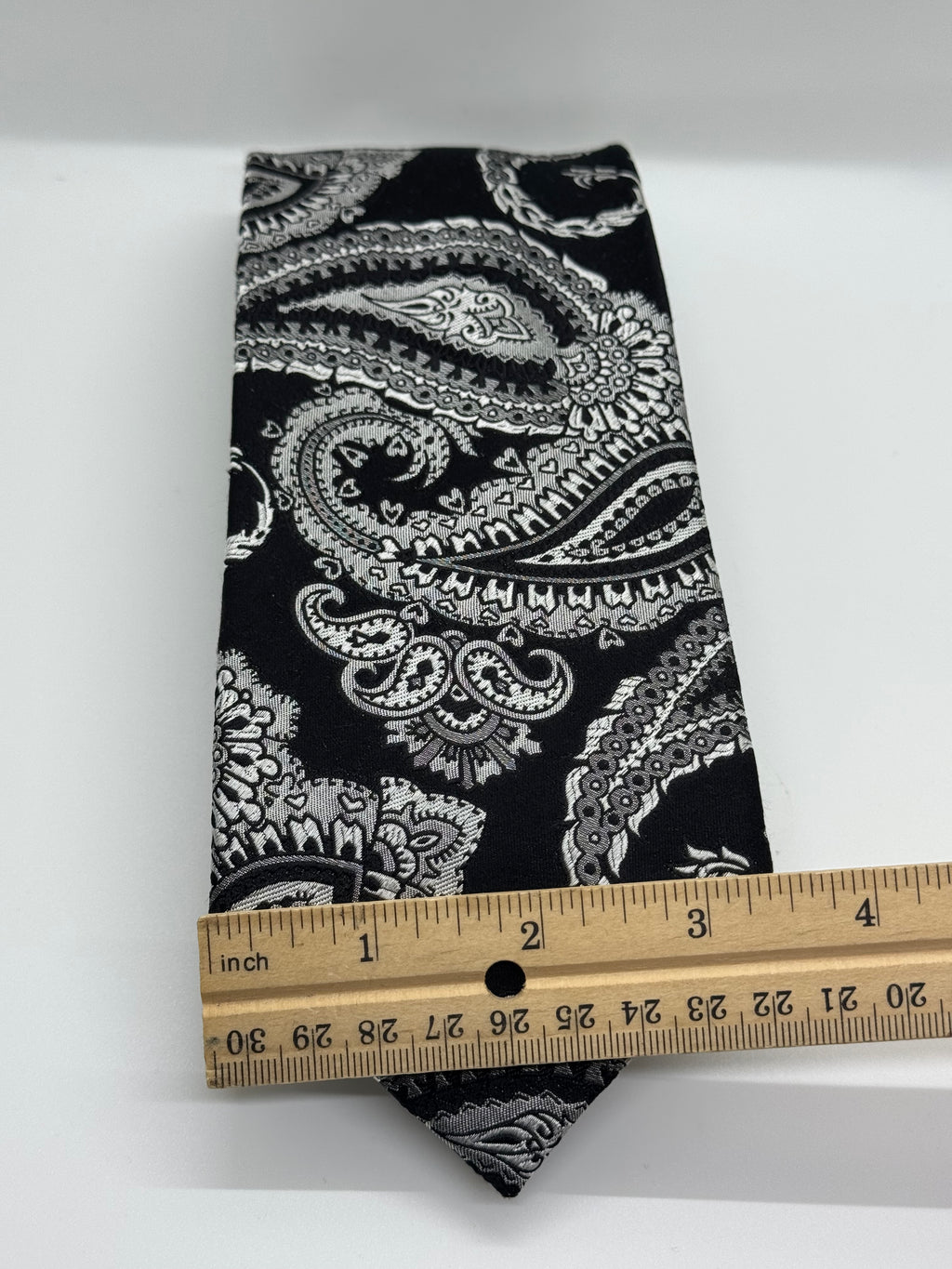 Paul Fredrick Black & Silver Paisley Tie