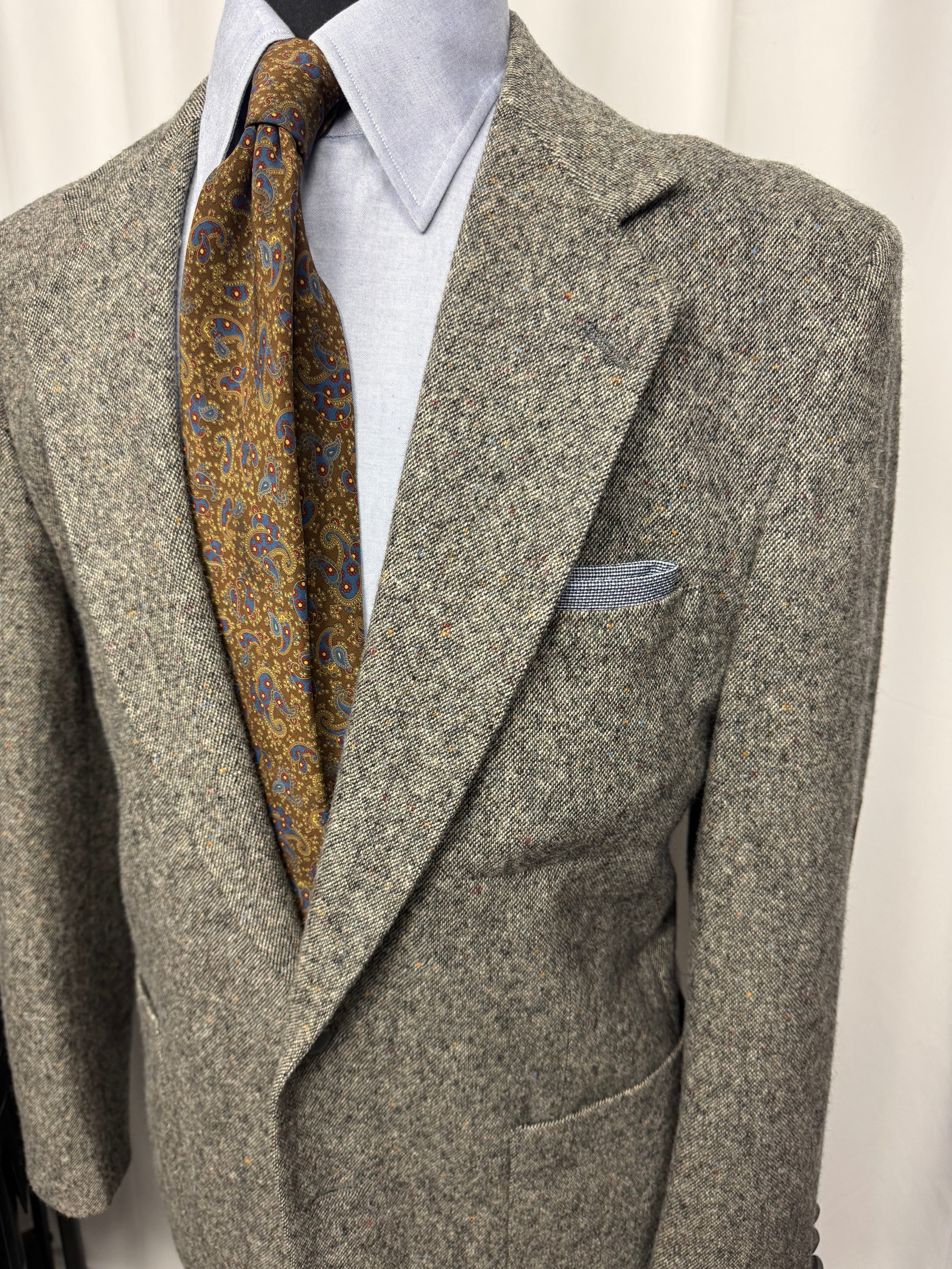 Vintage New England Collection Tweed Sport Coat 42R – Suede Elbow Patches, Patch Pockets, Made in USA