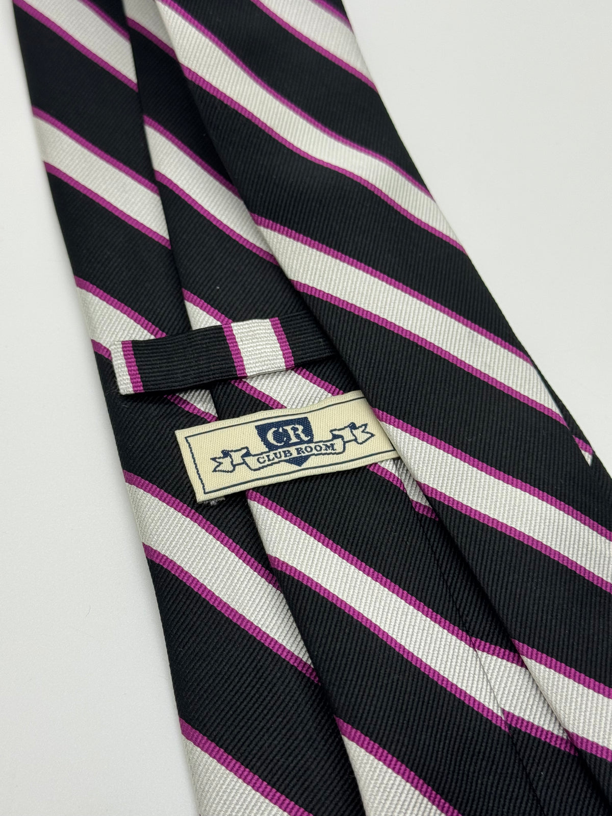 Club Room Black, White & Magenta Striped Tie