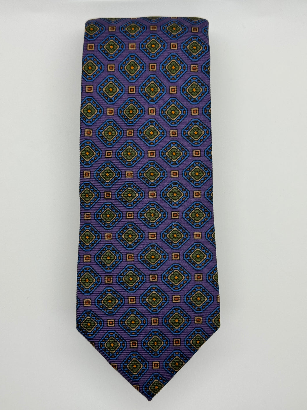 Brooks Brothers Makers Silk Tie – Purple Geometric Medallion Print