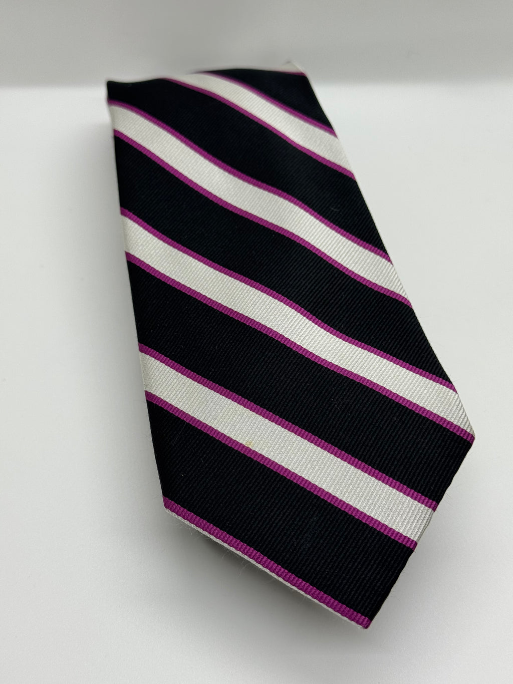 Club Room Black, White & Magenta Striped Tie