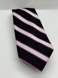 Club Room Black, White & Magenta Striped Tie