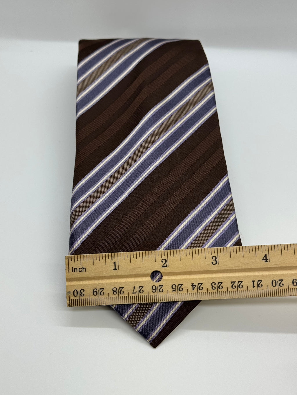 Giorgio Armani – Brown & Lavender Stripe Silk Tie
