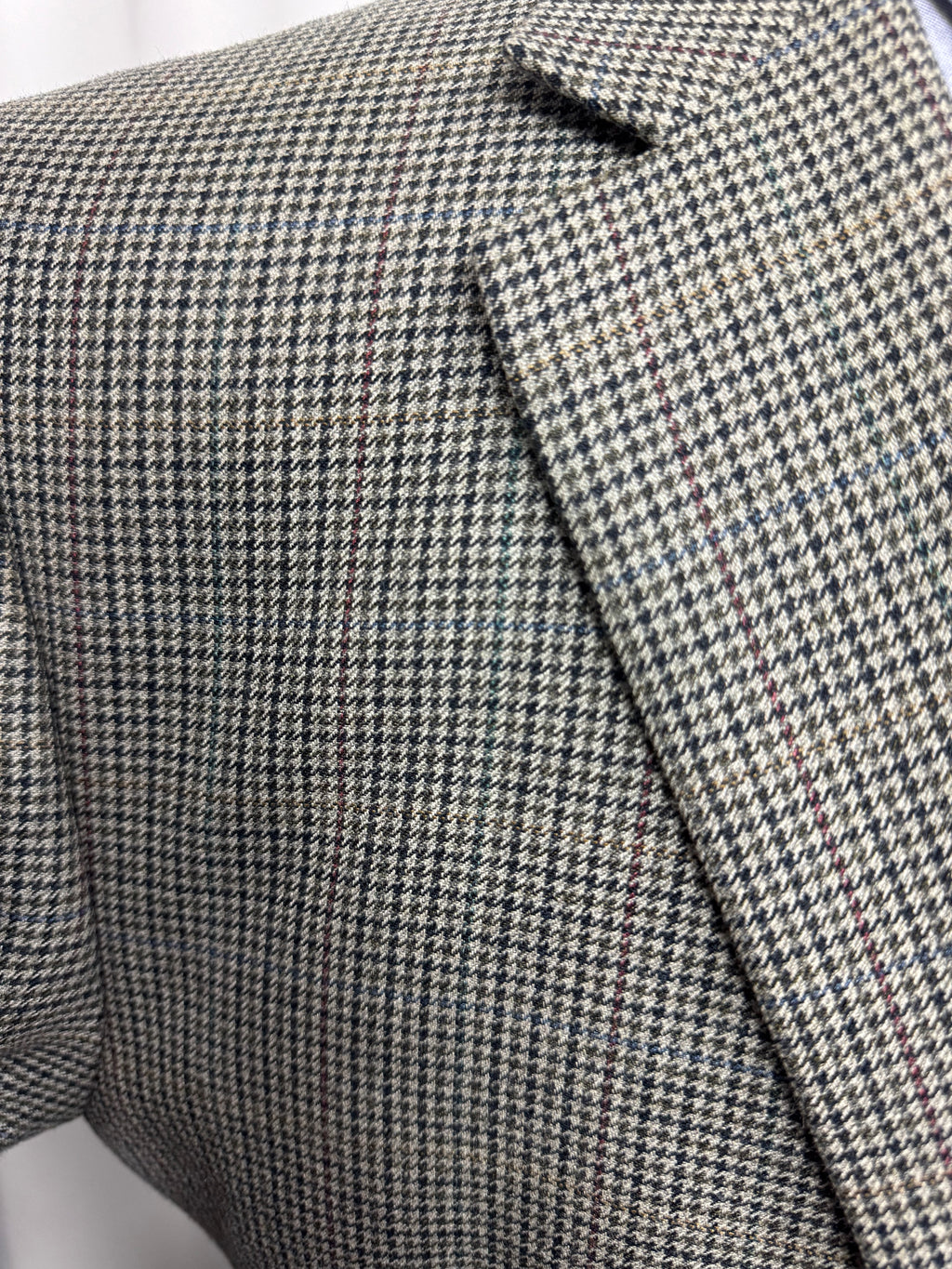 Chaps Silk & Wool Sport Coat – 44R – Houndstooth Windowpane Blazer