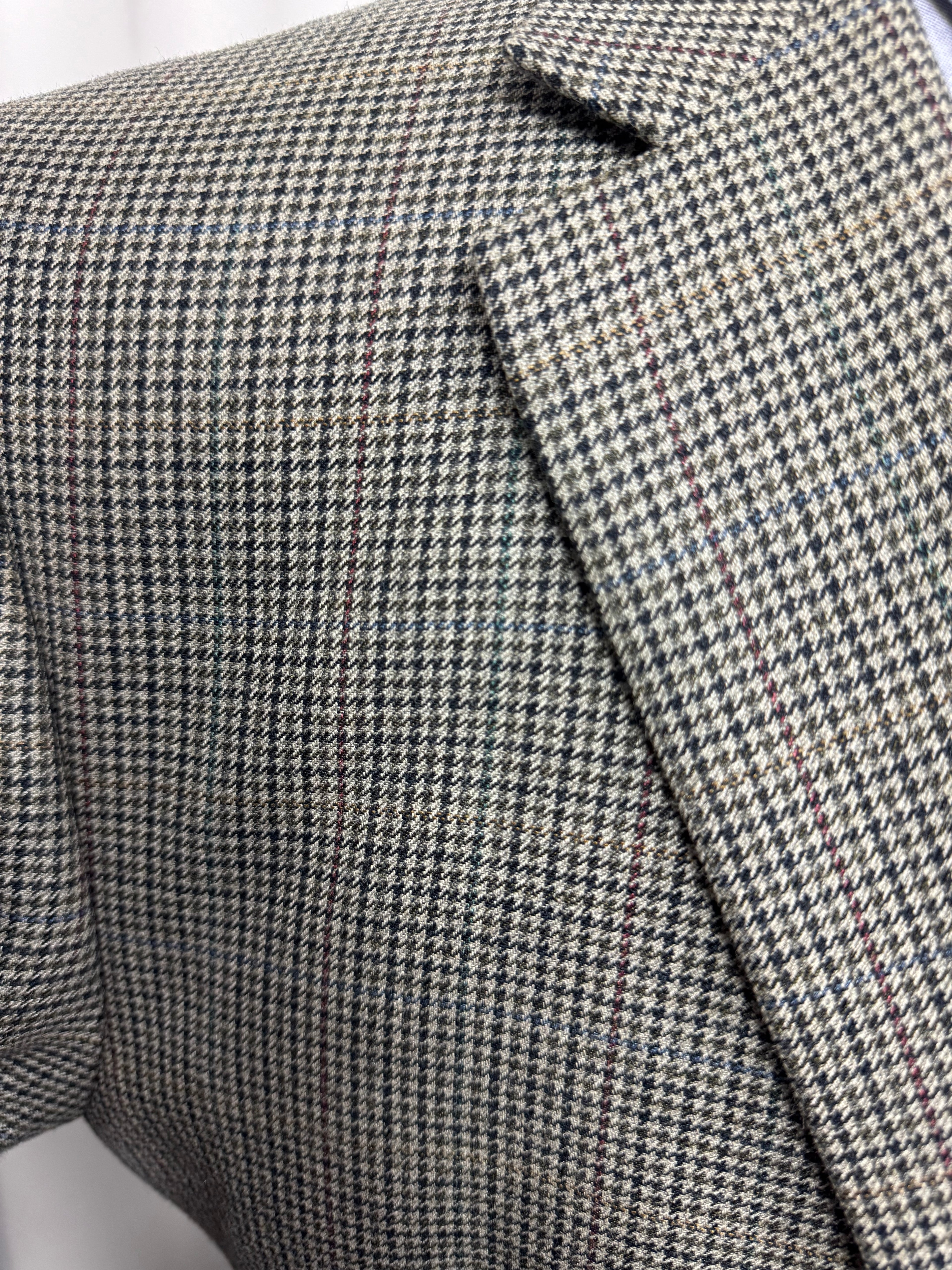 Chaps Silk & Wool Sport Coat – 44R – Houndstooth Windowpane Blazer