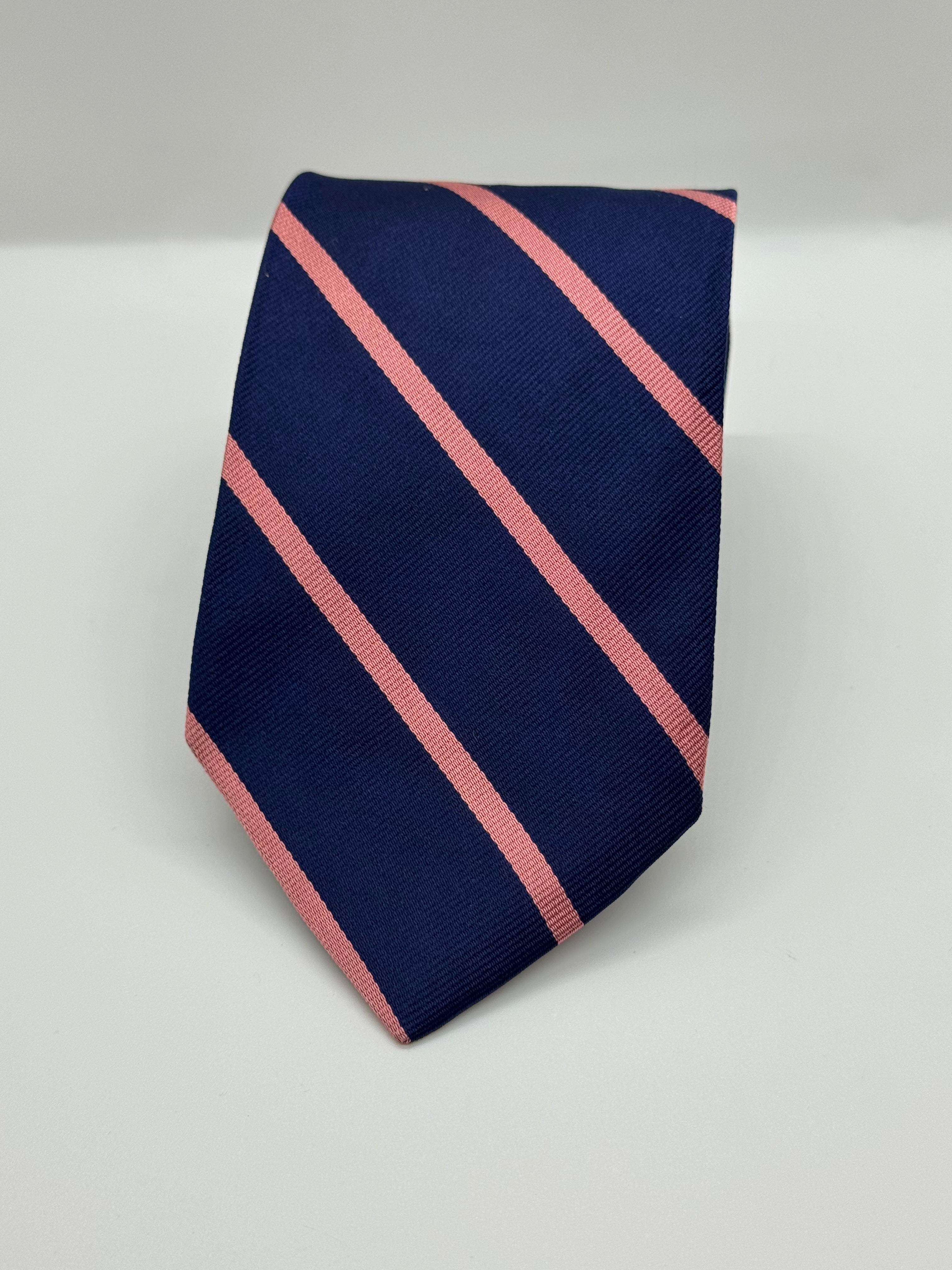 Brooks Brothers Navy & Pink Repp Stripe Silk Tie