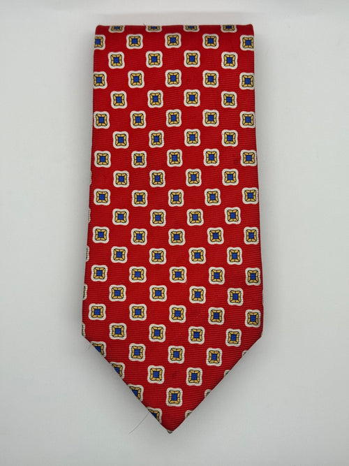 Roundtree & Yorke Classics Red Geometric Tie