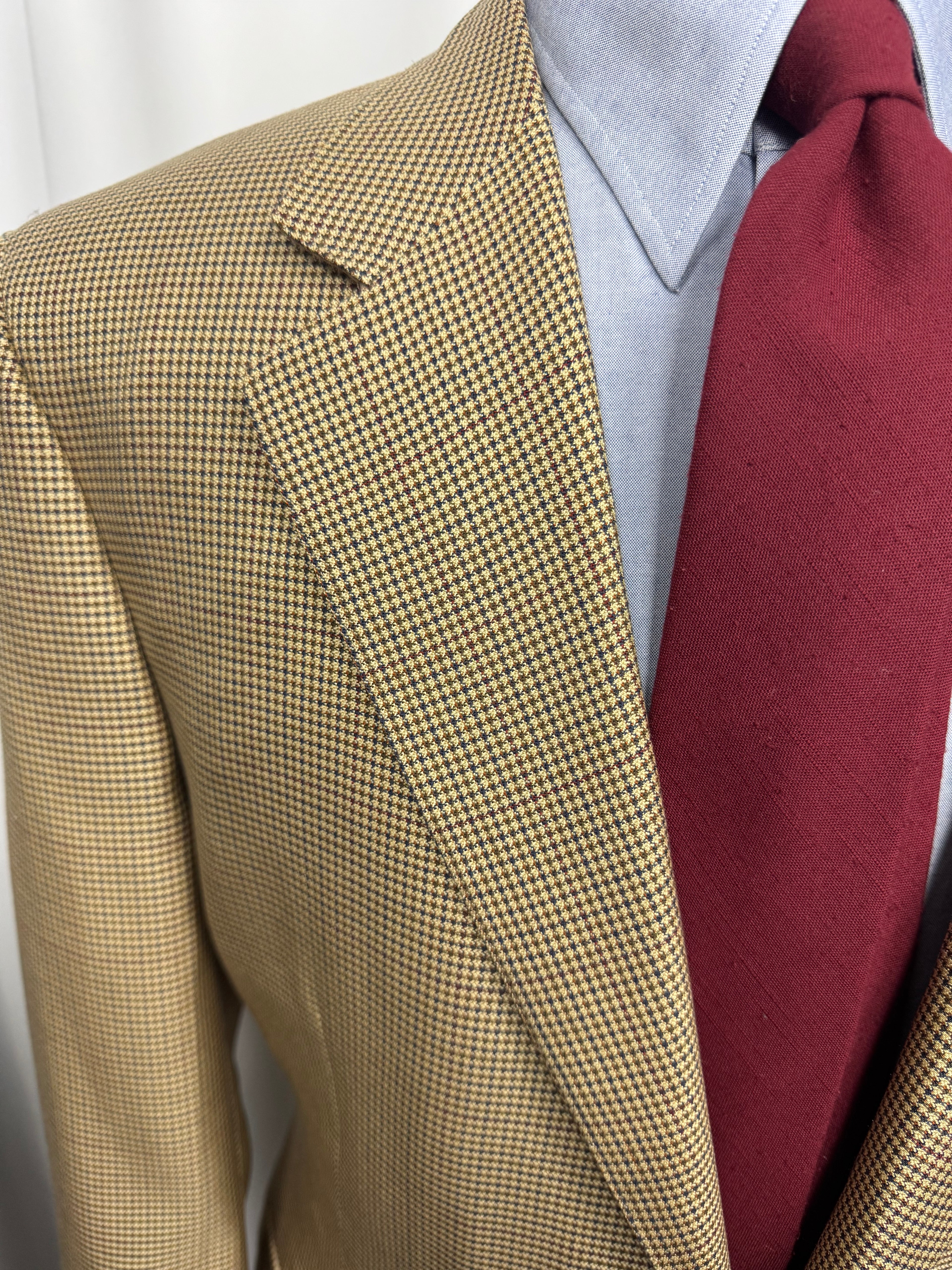 Canali Proposta Italian Houndstooth Sport Coat – 44R – Tan/Brown – Made in Italy
