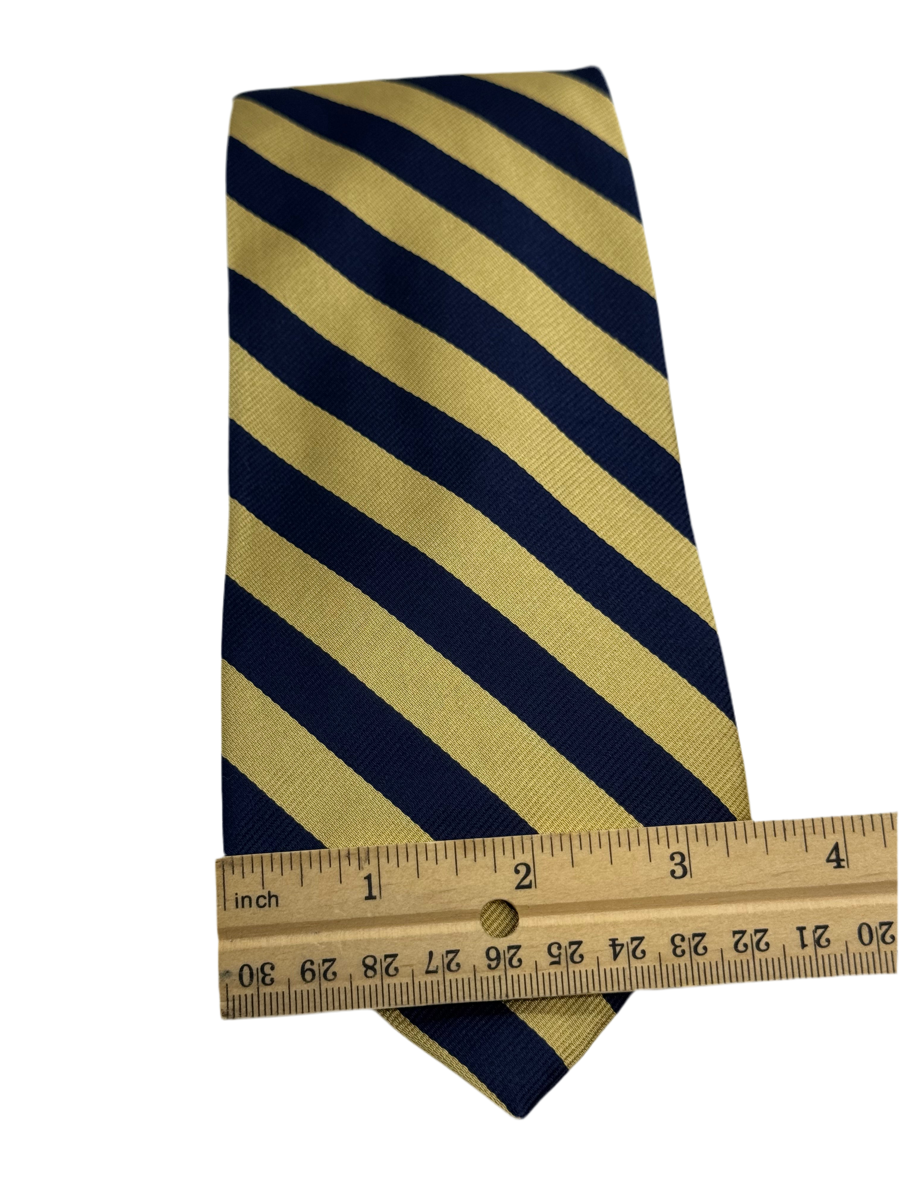Brooks Brothers “346” Gold & Navy Striped Silk Tie
