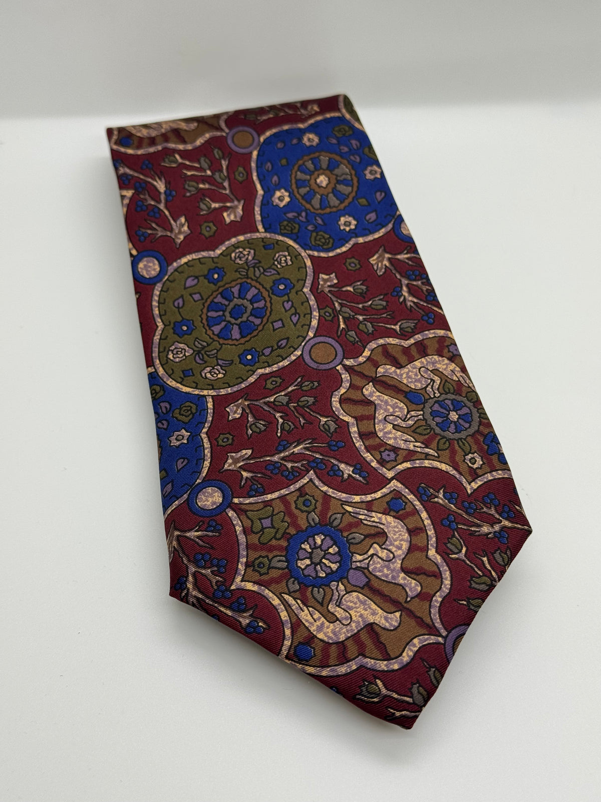 Viaggio Burgundy & Royal Blue Ornate Floral Paisley Tie