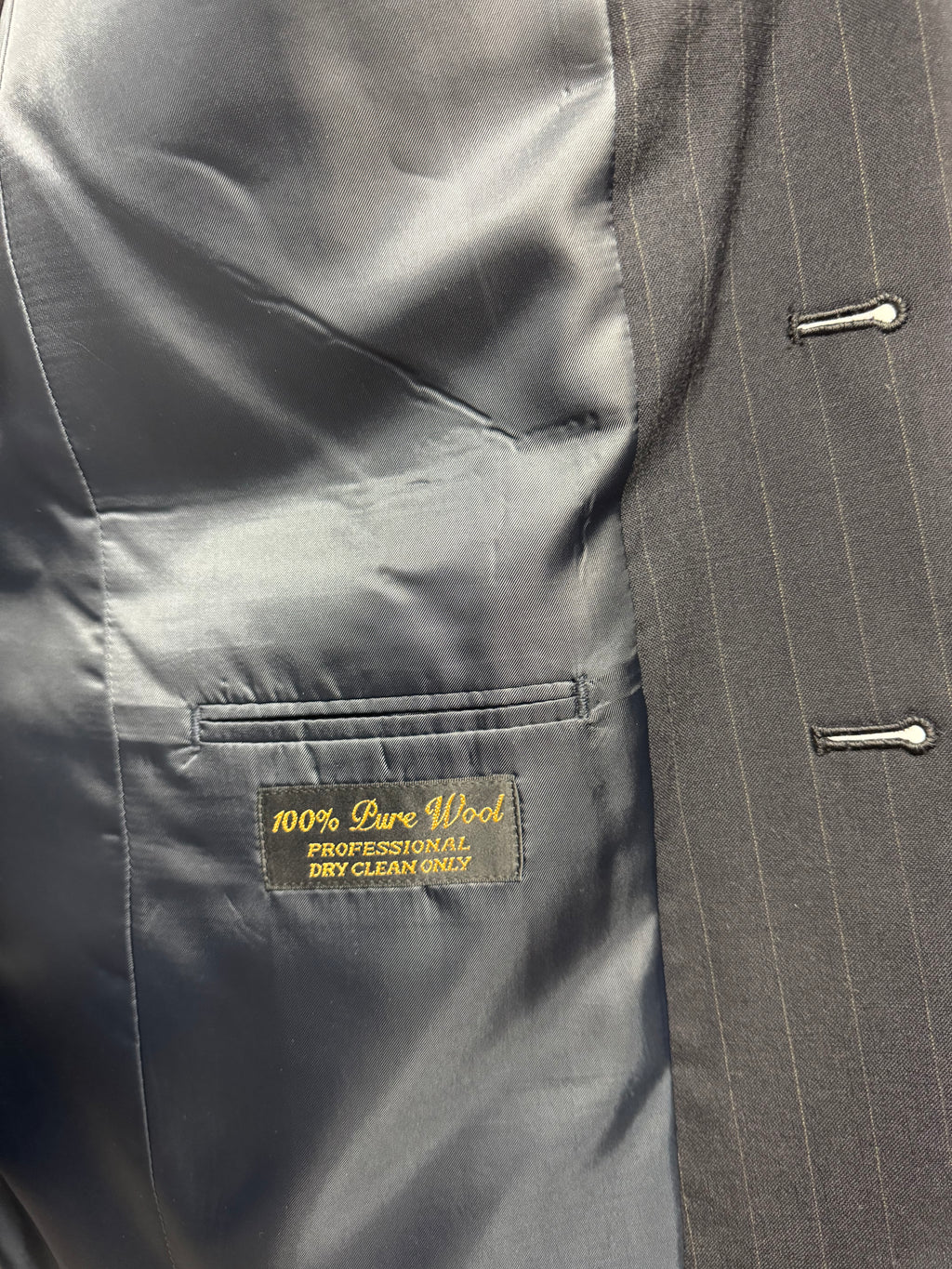 Jeffrey Banks Navy & Tan Pinstripe Suit 38R