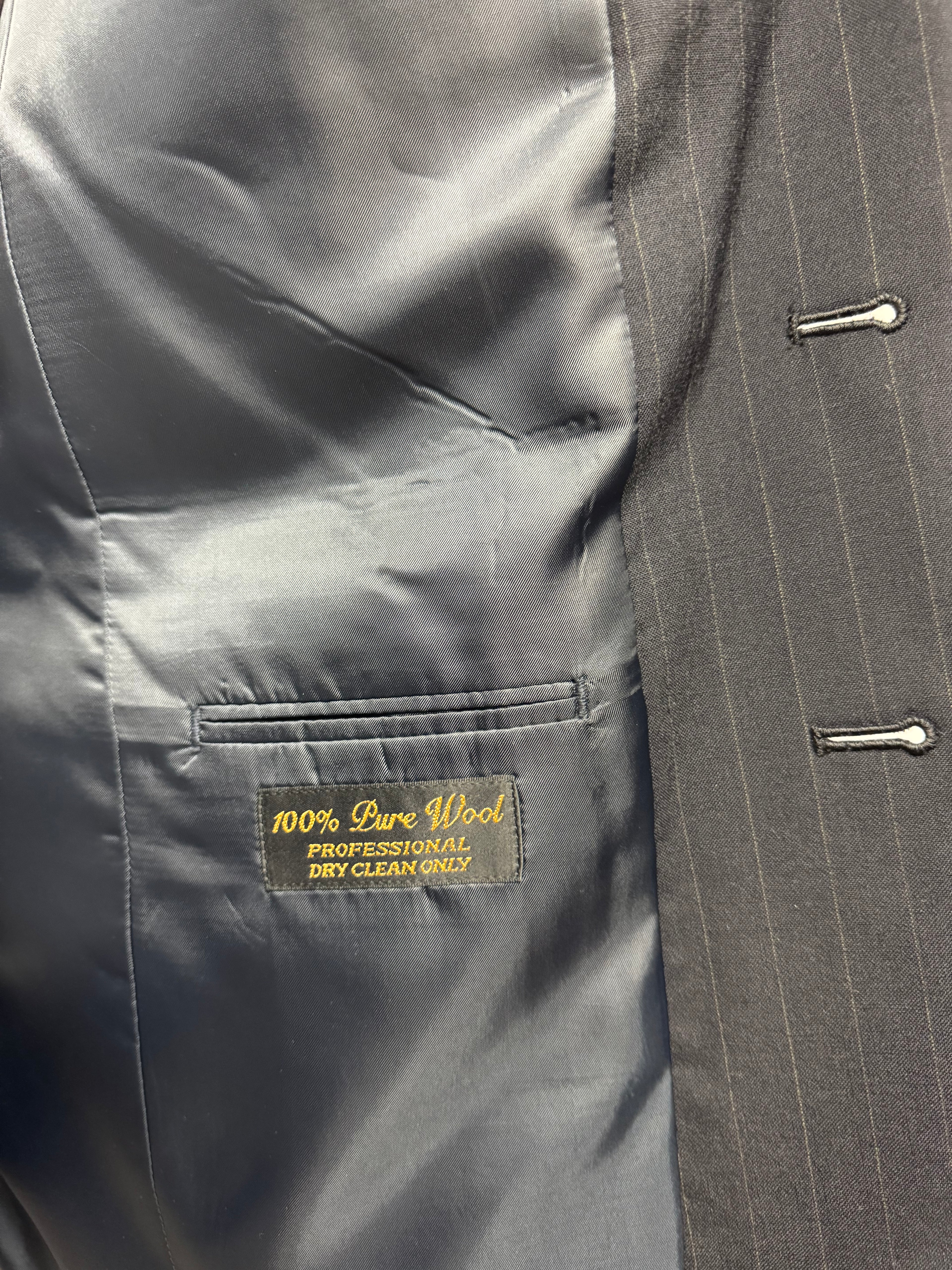 Jeffrey Banks Navy & Tan Pinstripe Suit 38R