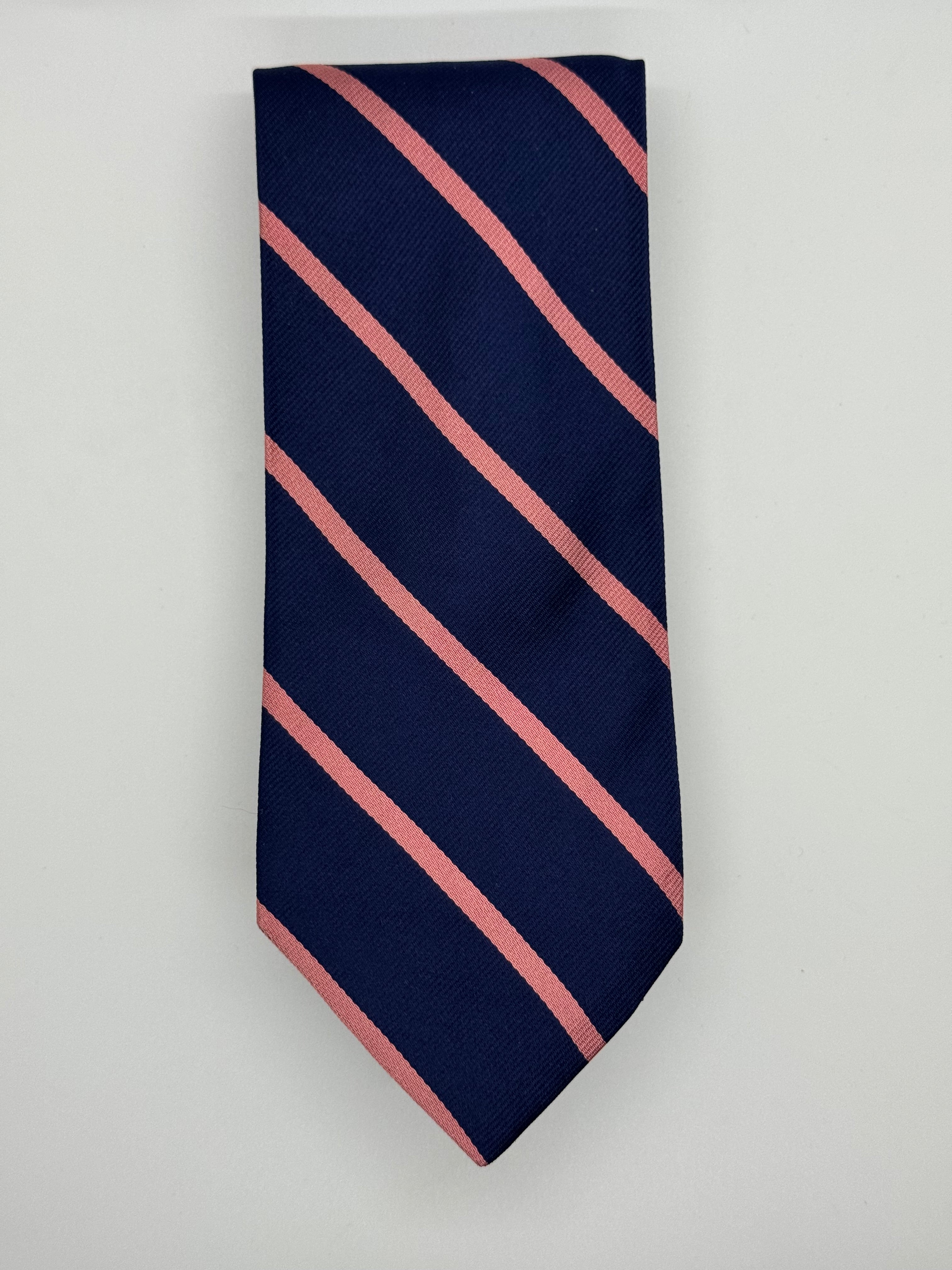 Brooks Brothers Navy & Pink Repp Stripe Silk Tie