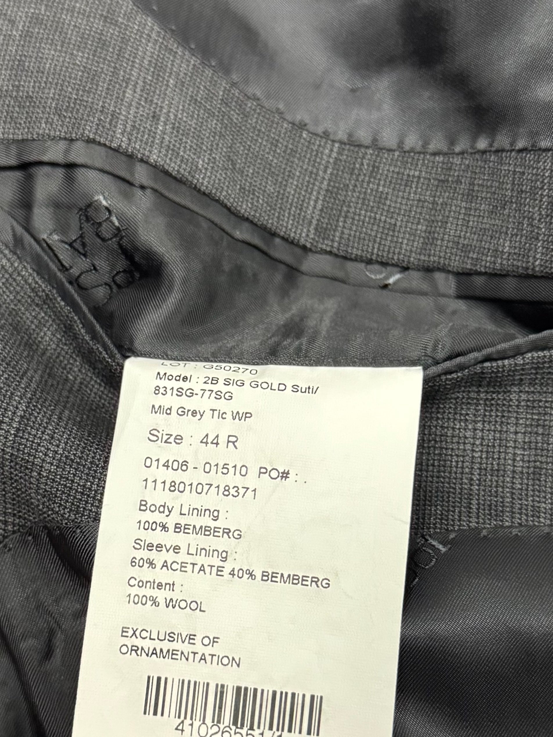 Jos. A. Bank Signature Gold Mid Gray Subtle Check Suit – 44R