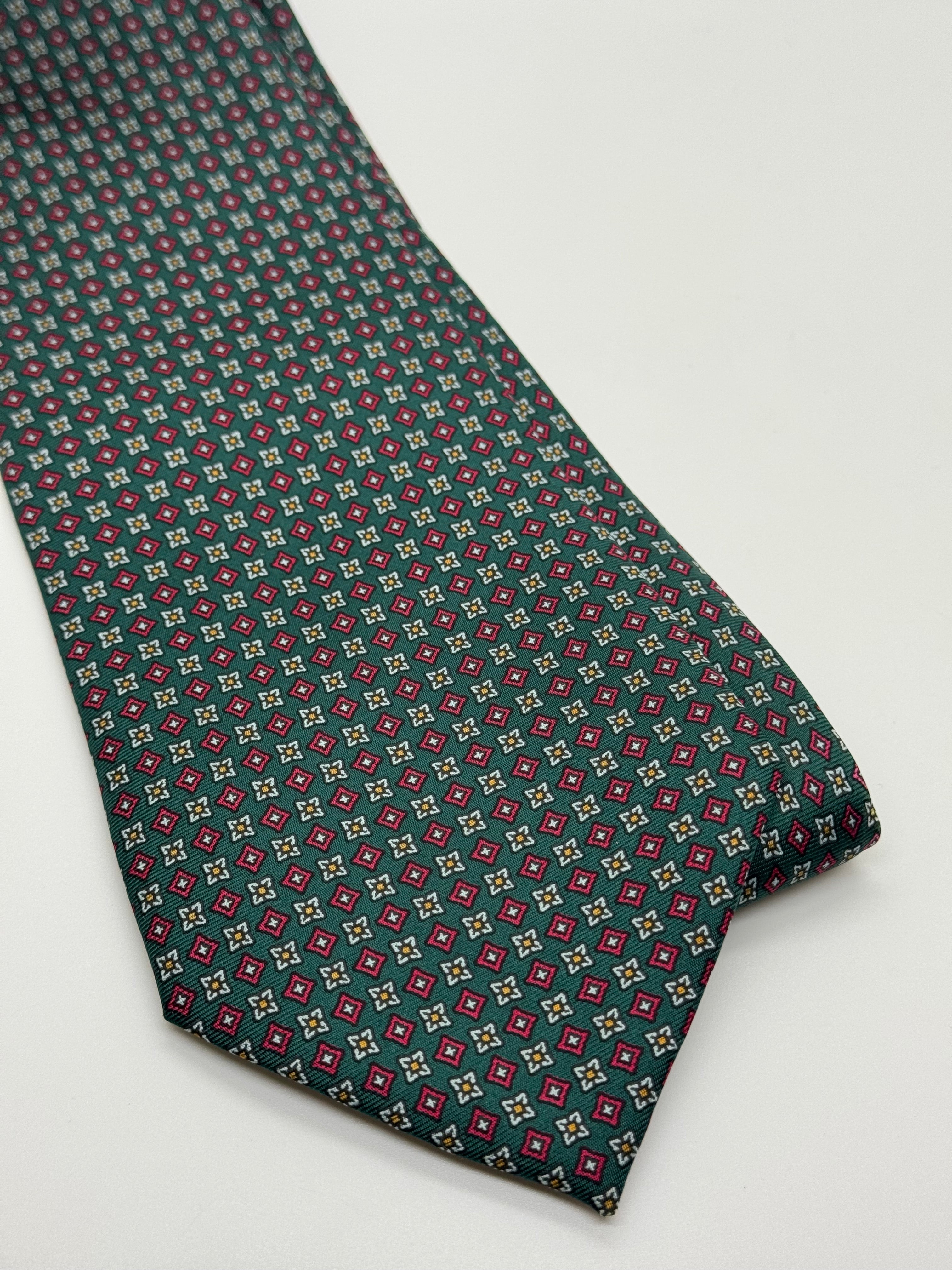 Club Fellow Vintage Green Geometric Silk Tie