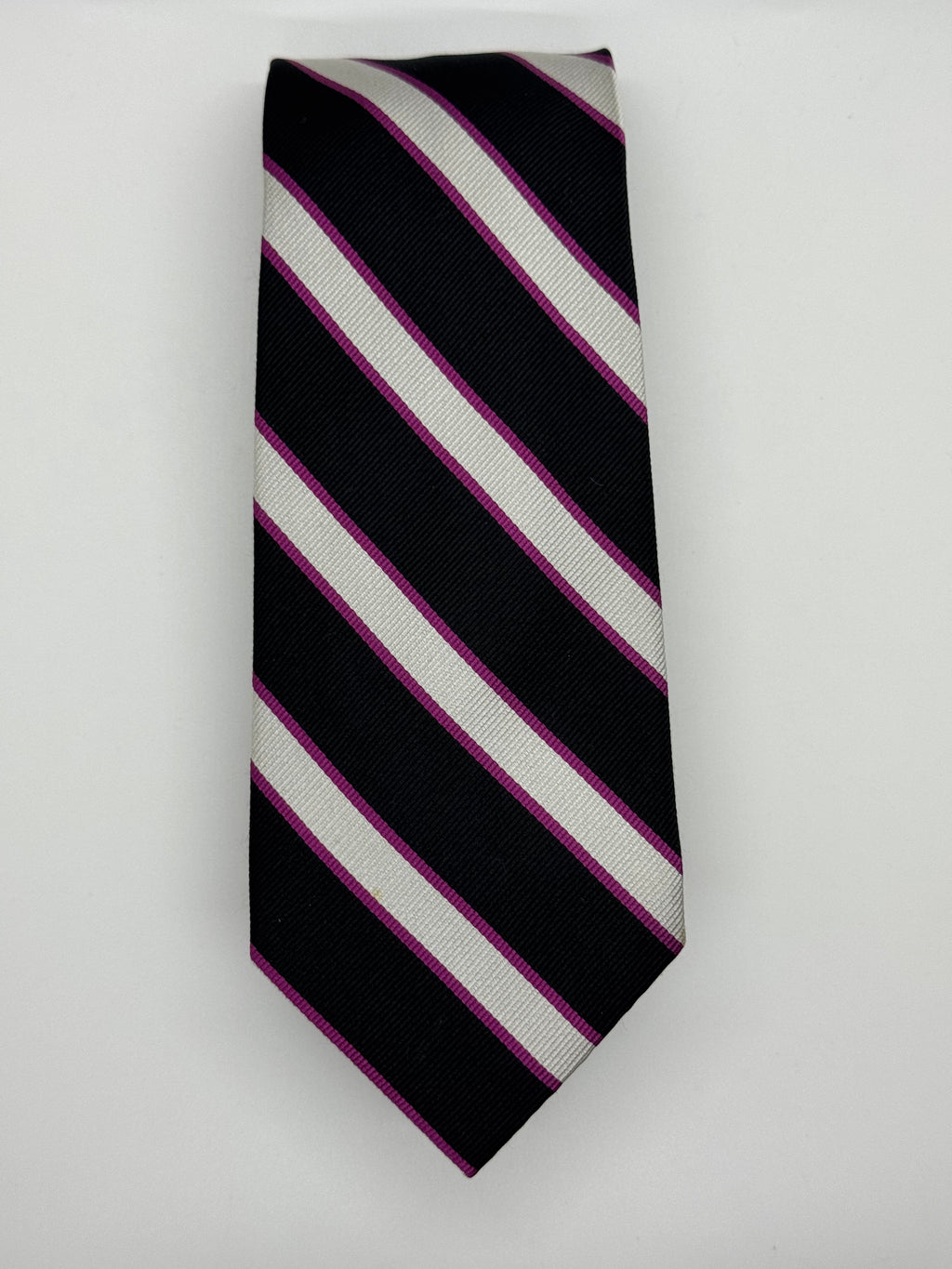 Club Room Black, White & Magenta Striped Tie