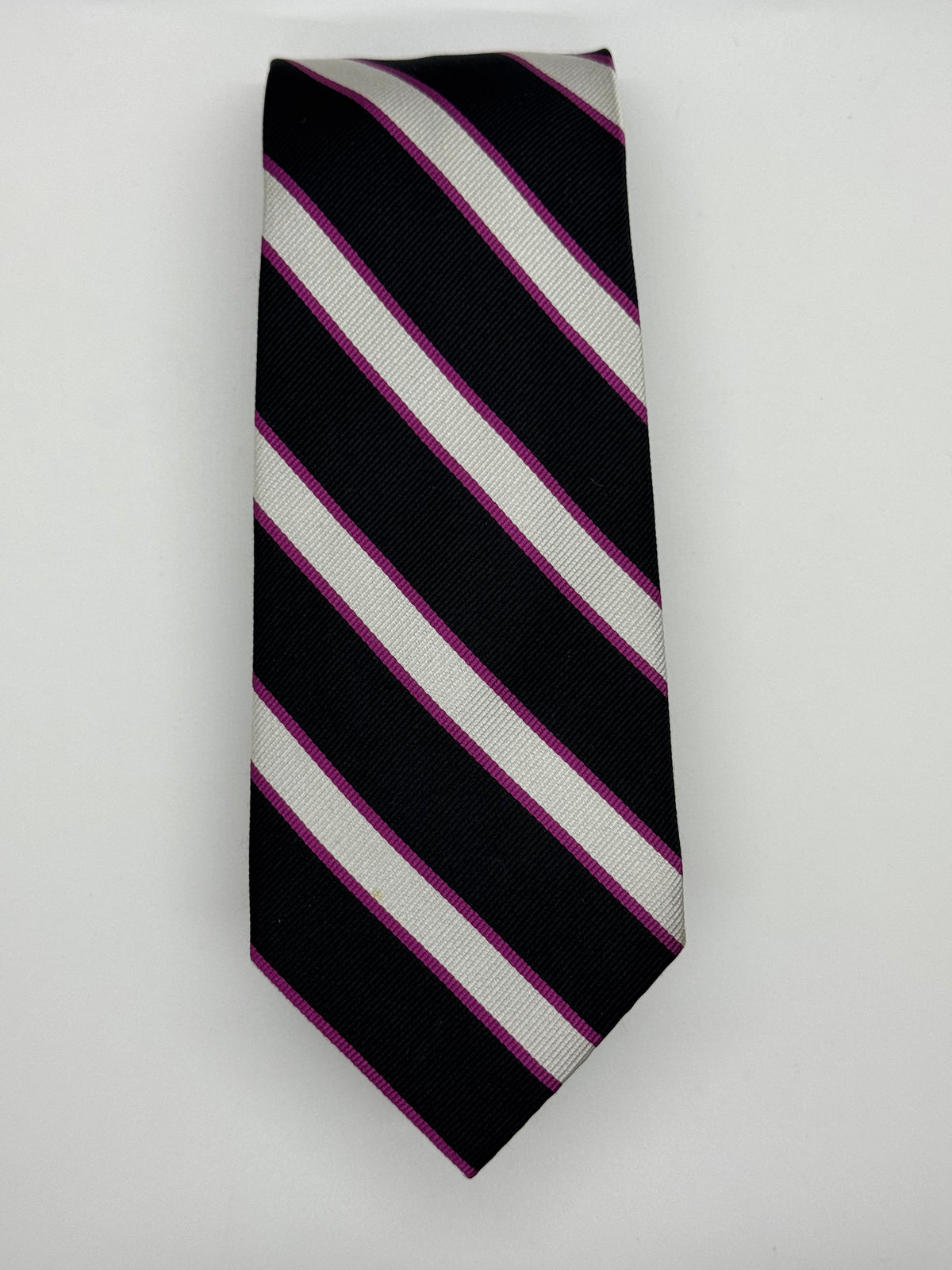 Club Room Black, White & Magenta Striped Tie