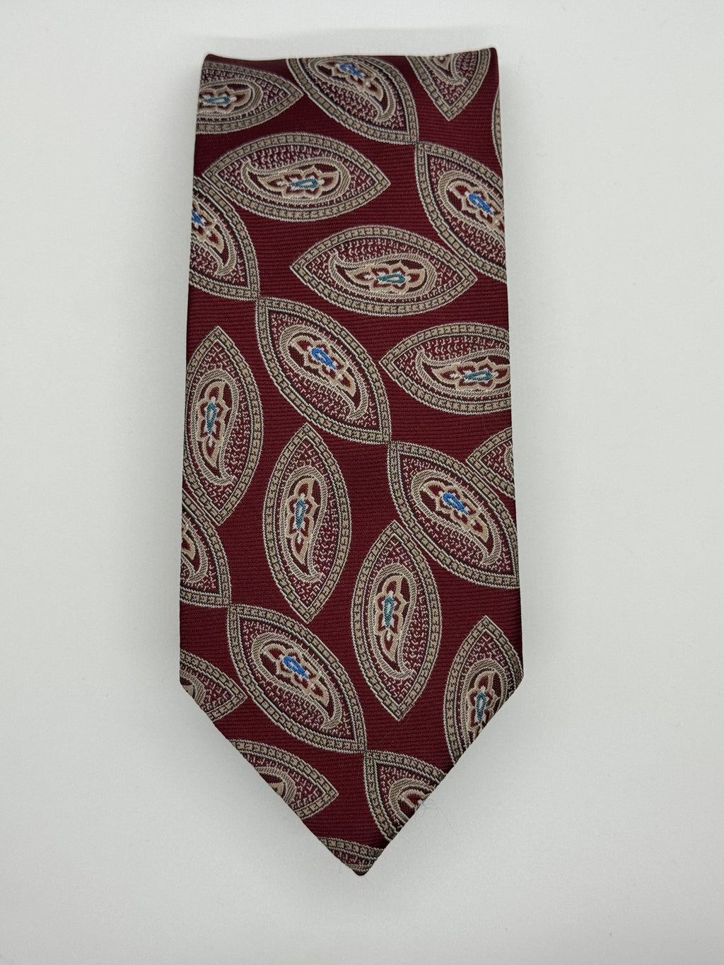 Vintage Burgundy Paisley Medallion Silk Tie – Deauville