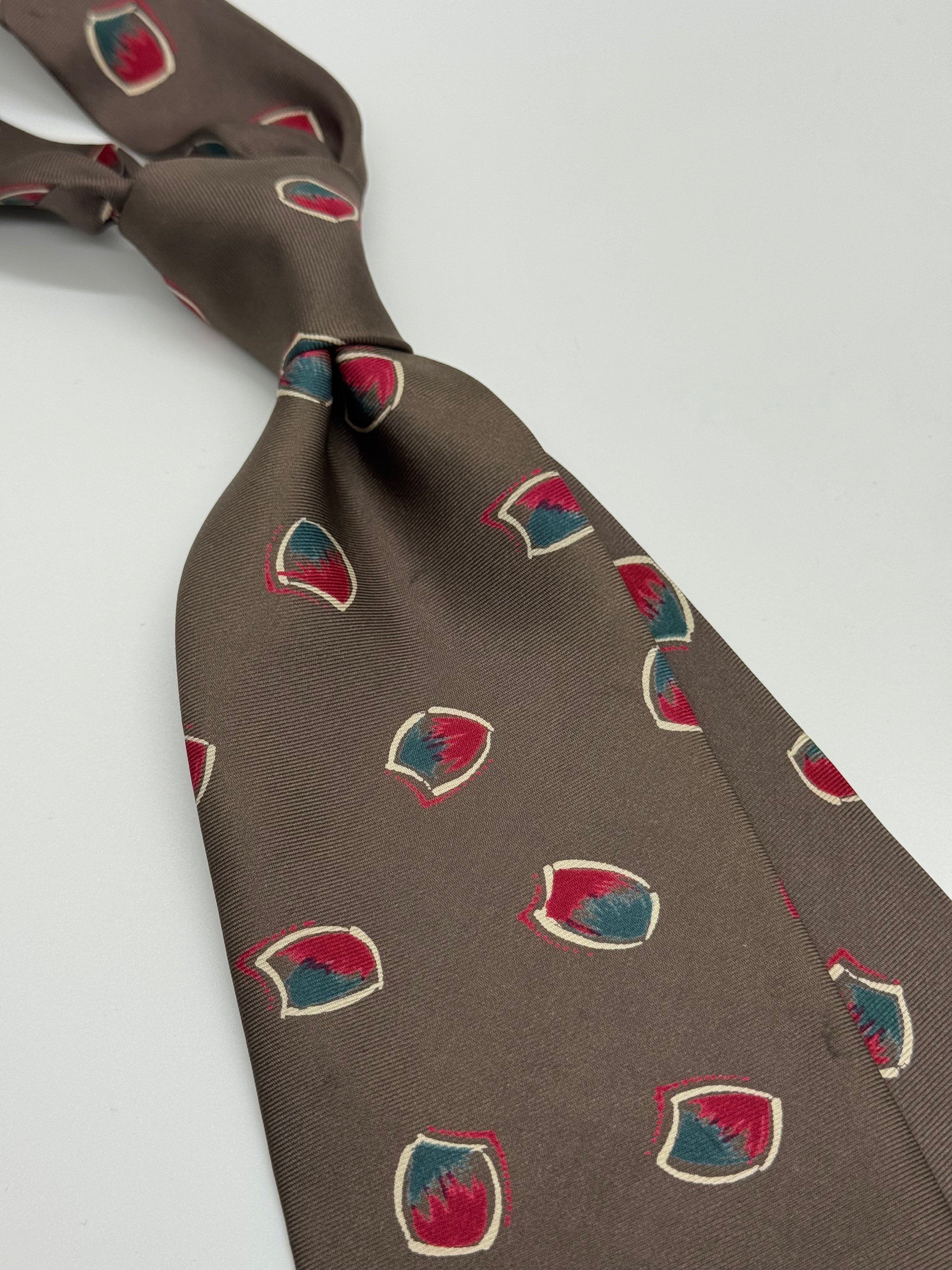Adolfo Brown Abstract Medallion Tie