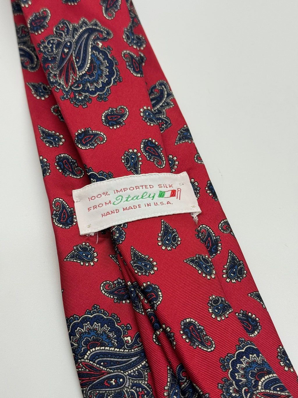 Italian Silk Crimson Paisley Vintage Tie