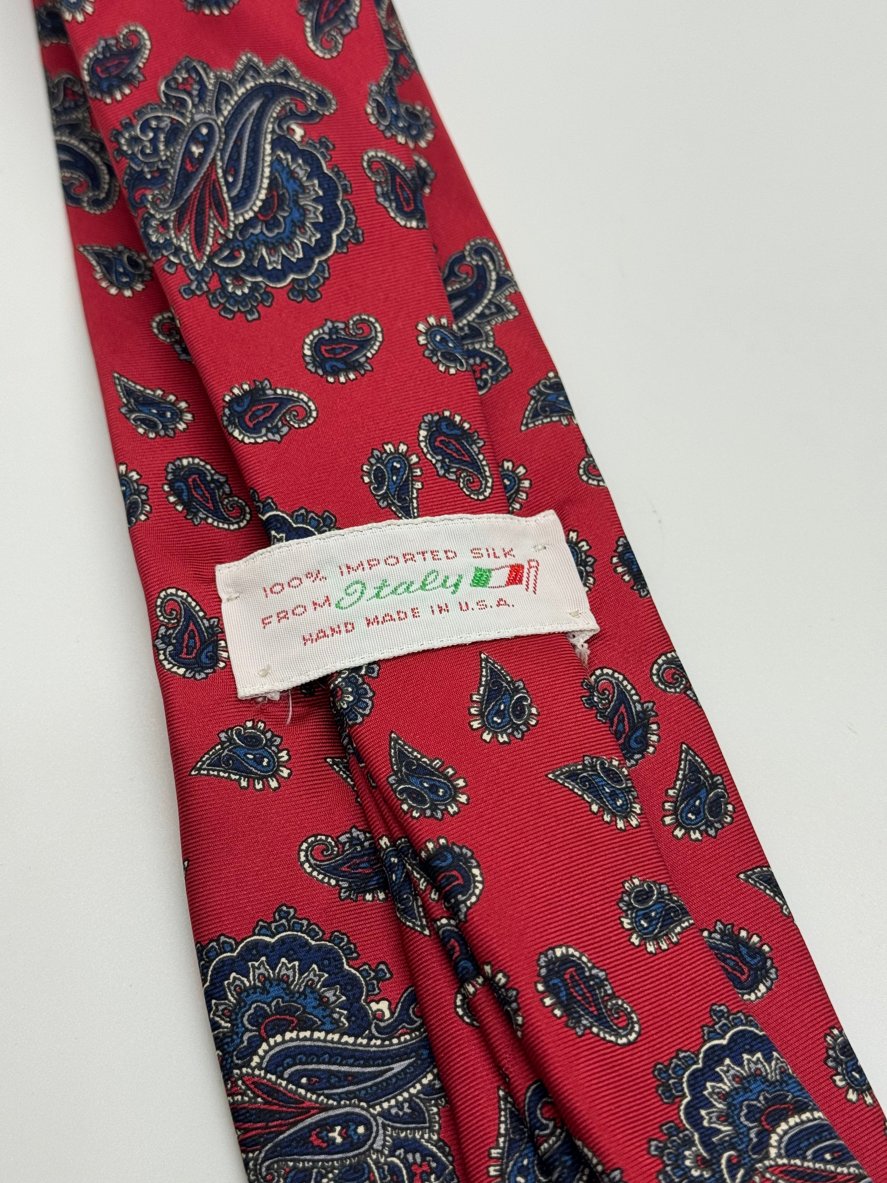 Italian Silk Crimson Paisley Vintage Tie