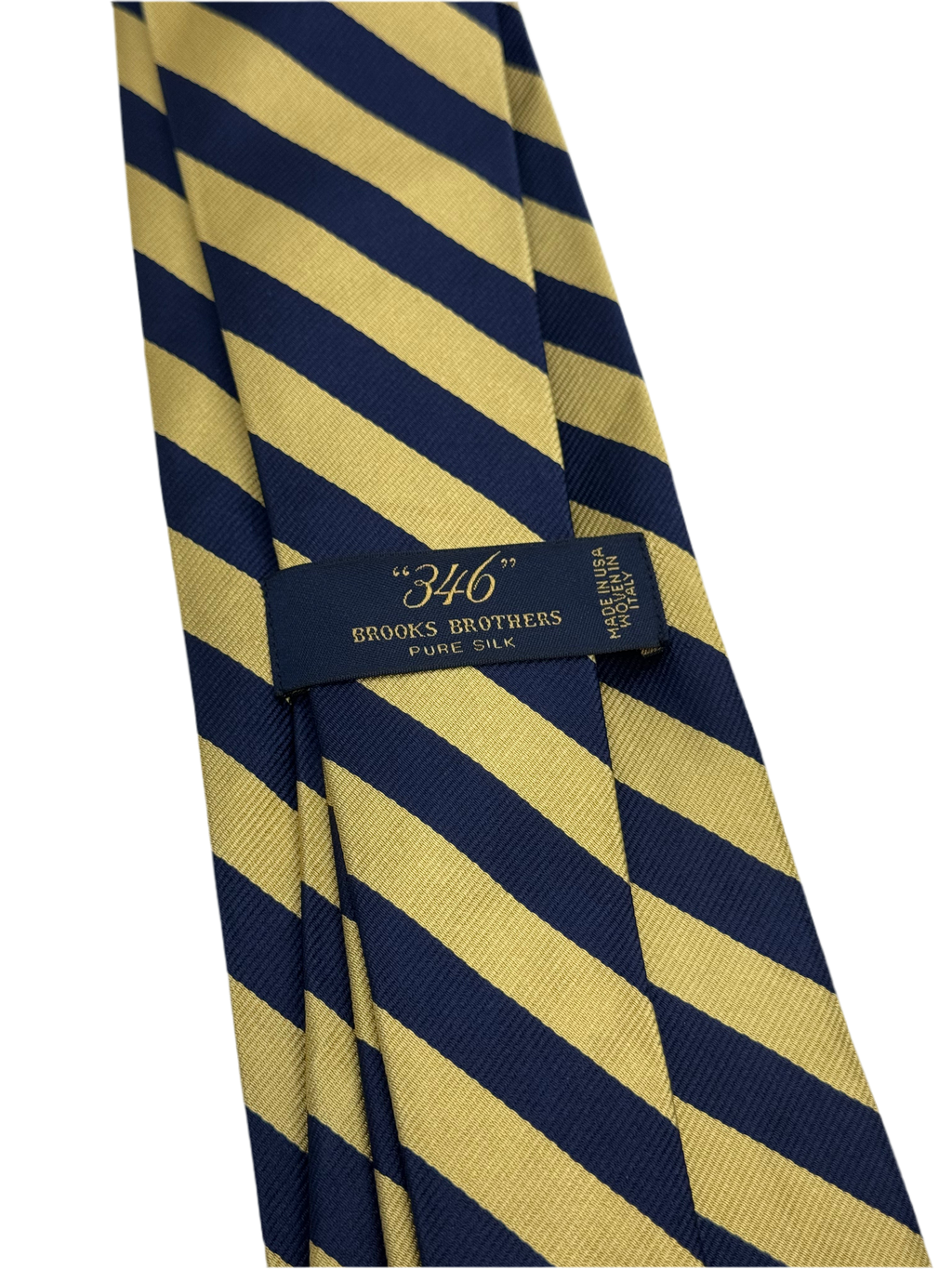 Brooks Brothers “346” Gold & Navy Striped Silk Tie