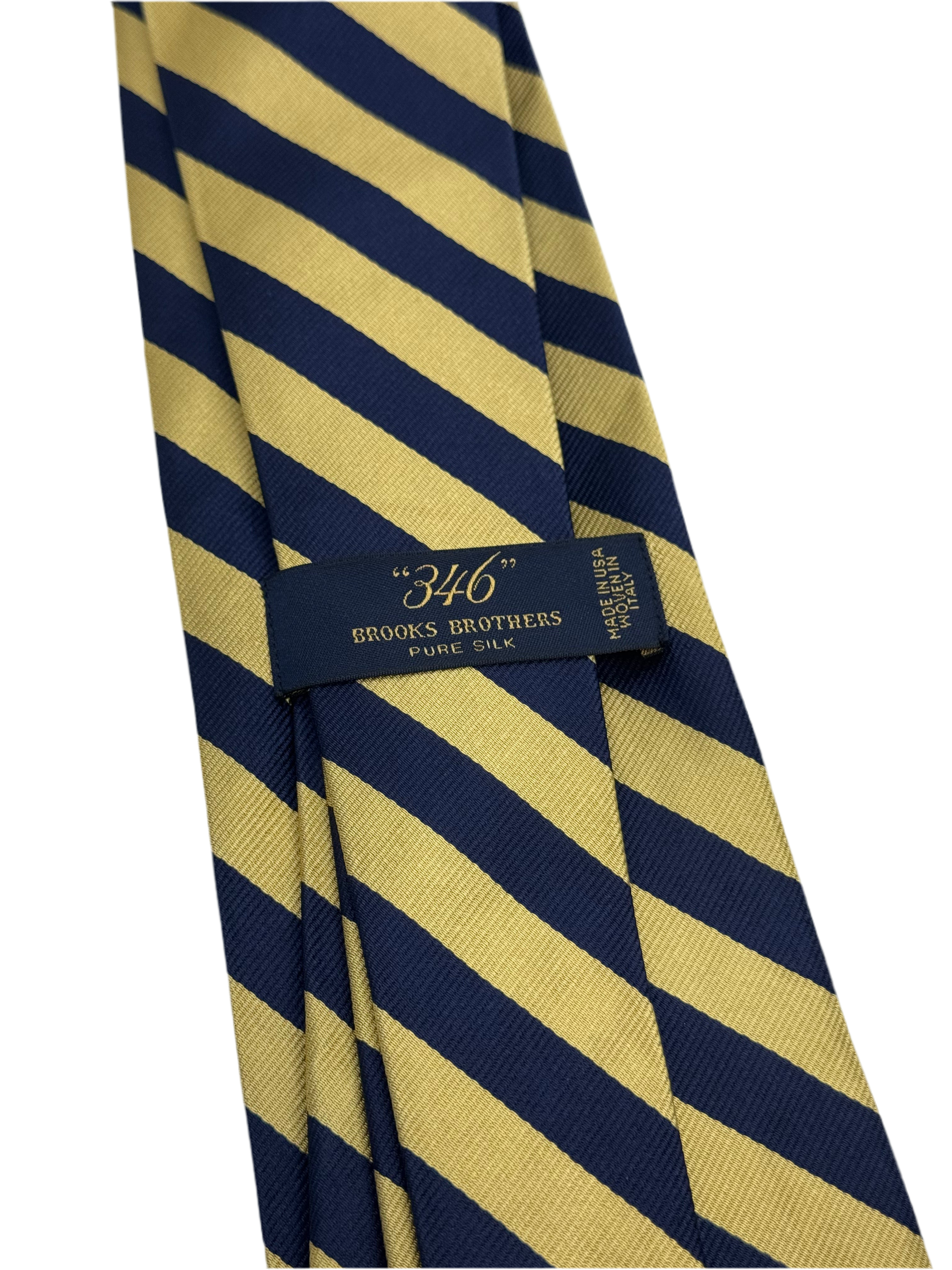 Brooks Brothers “346” Gold & Navy Striped Silk Tie
