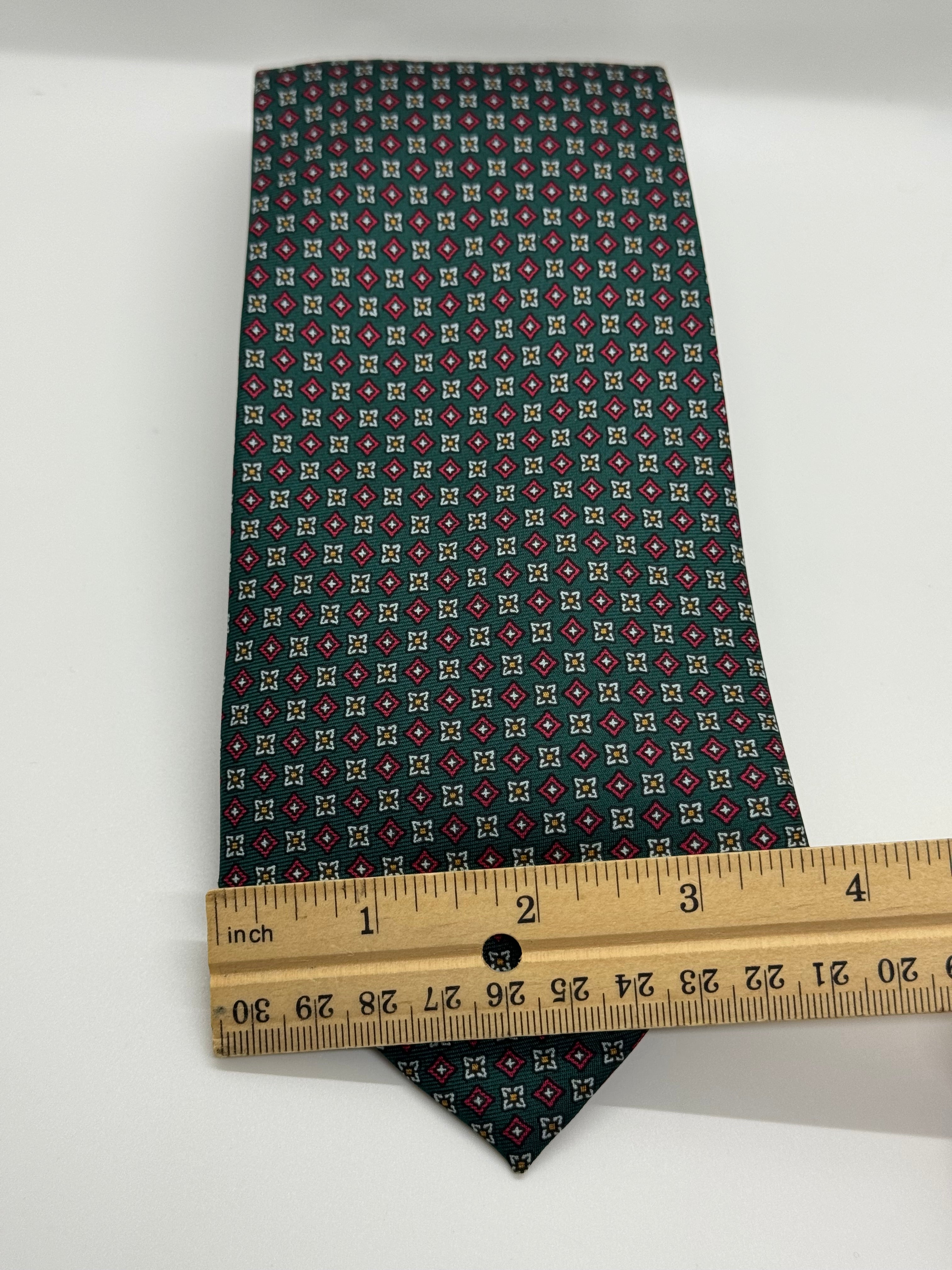 Club Fellow Vintage Green Geometric Silk Tie