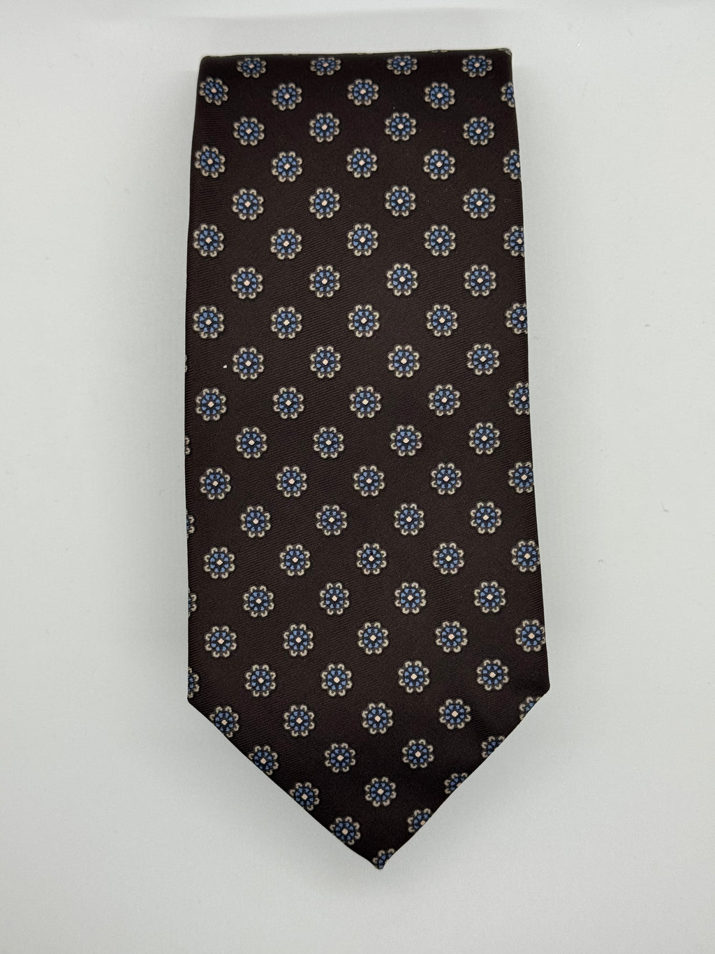 Michael David Ltd. Brown Medallion Silk Tie – Hand Sewn by Robert Talbott