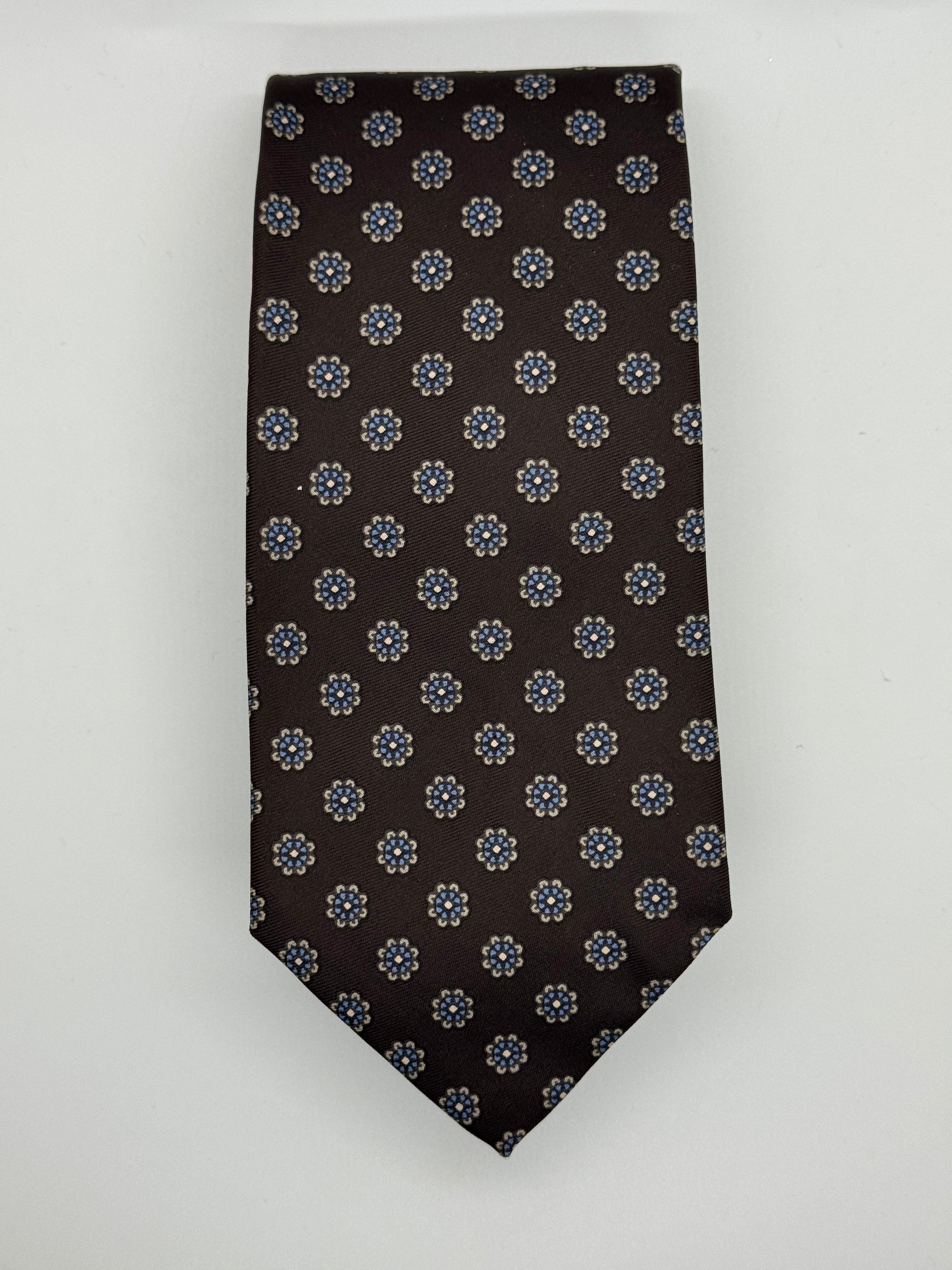 Michael David Ltd. Brown Medallion Silk Tie – Hand Sewn by Robert Talbott