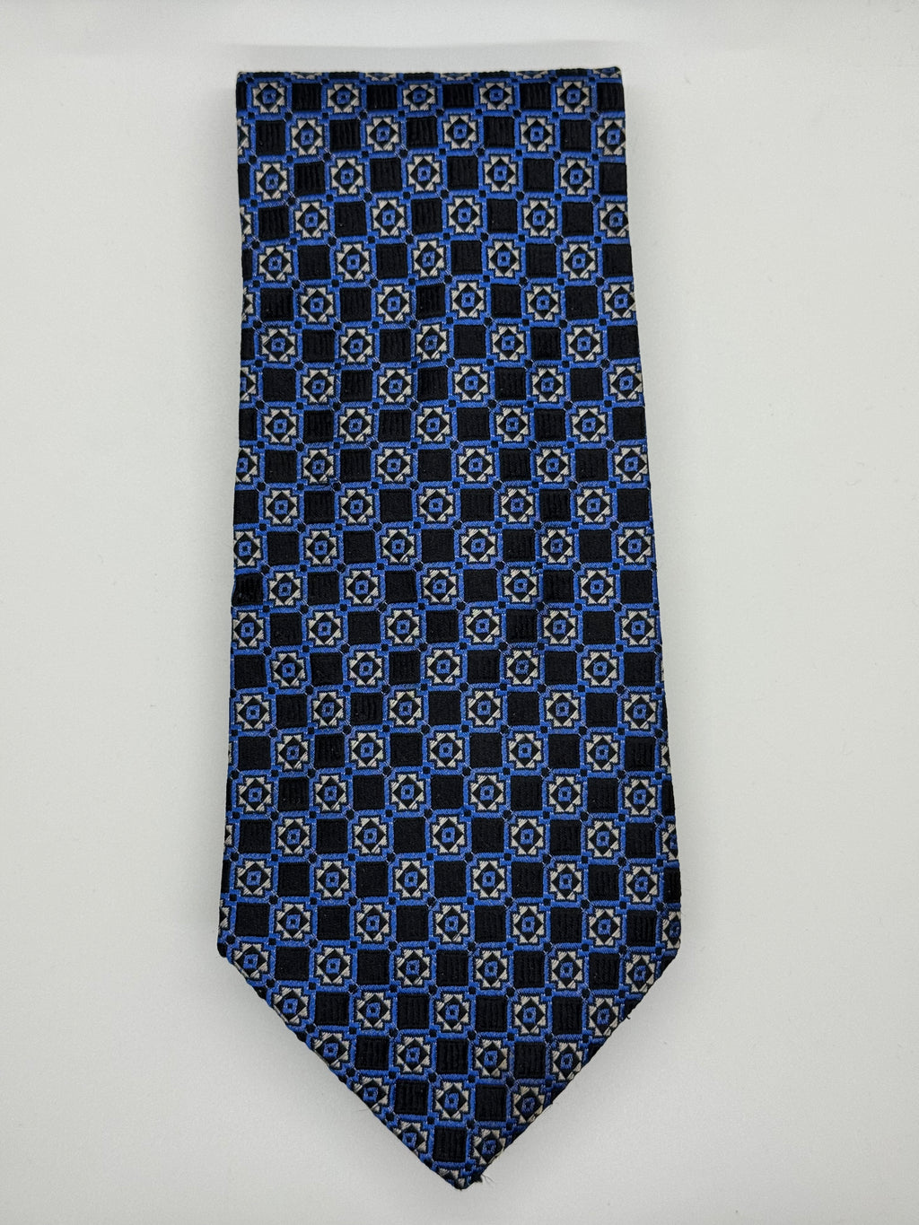 Vintage Nordstrom Navy & Royal Blue Geometric Wide Tie