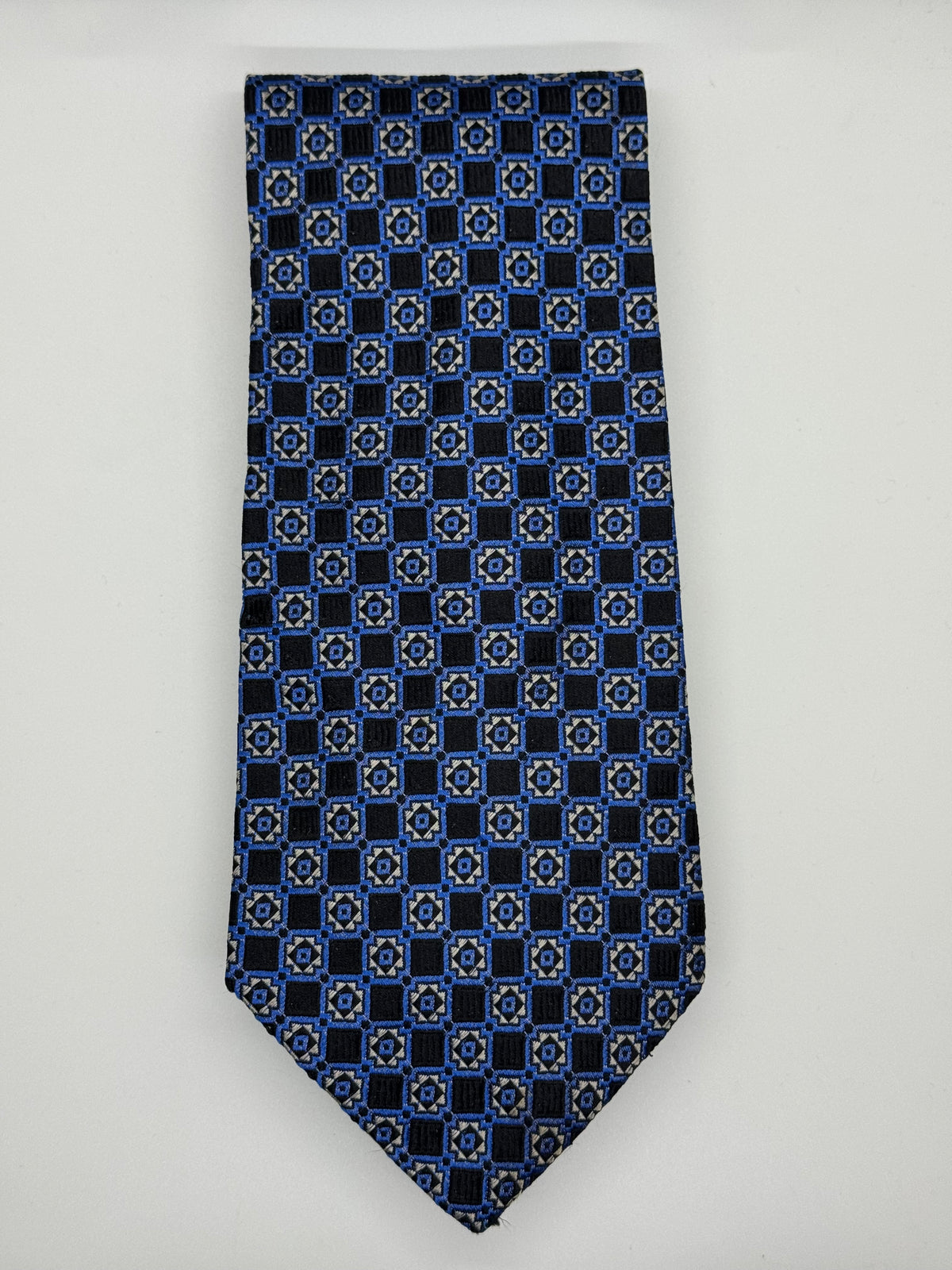 Vintage Nordstrom Navy & Royal Blue Geometric Wide Tie