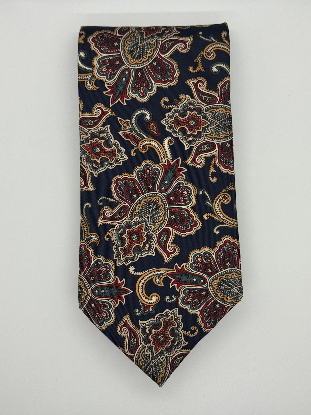 Pierre Balmain Paris Navy Paisley Floral Silk Tie