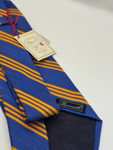 Load image into Gallery viewer, NWT Faconnable Silk Tie – Royal Blue &amp; Gold Stripe
