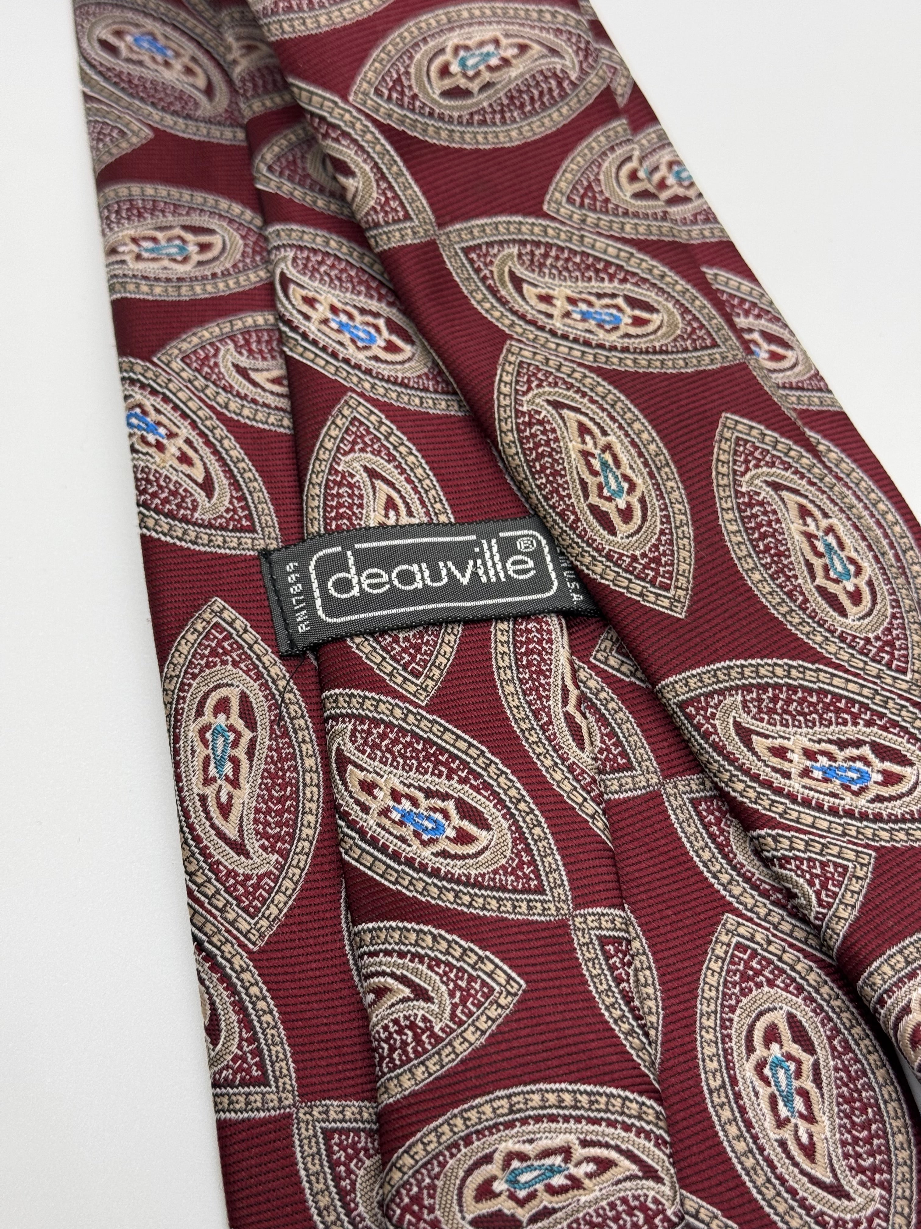 Vintage Burgundy Paisley Medallion Silk Tie – Deauville